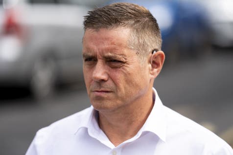 <p>Former London’s Burning actor John Alford outside St Albans Magistrates’ Court</p>