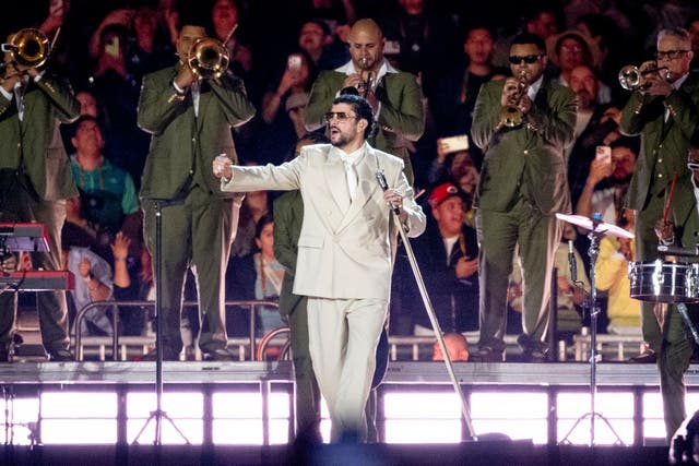 <p>Bad Bunny, seen performing in Mexico City in December 2025, has a height requirement for volunteers at his upcoming Super Bowl halftime show</p>