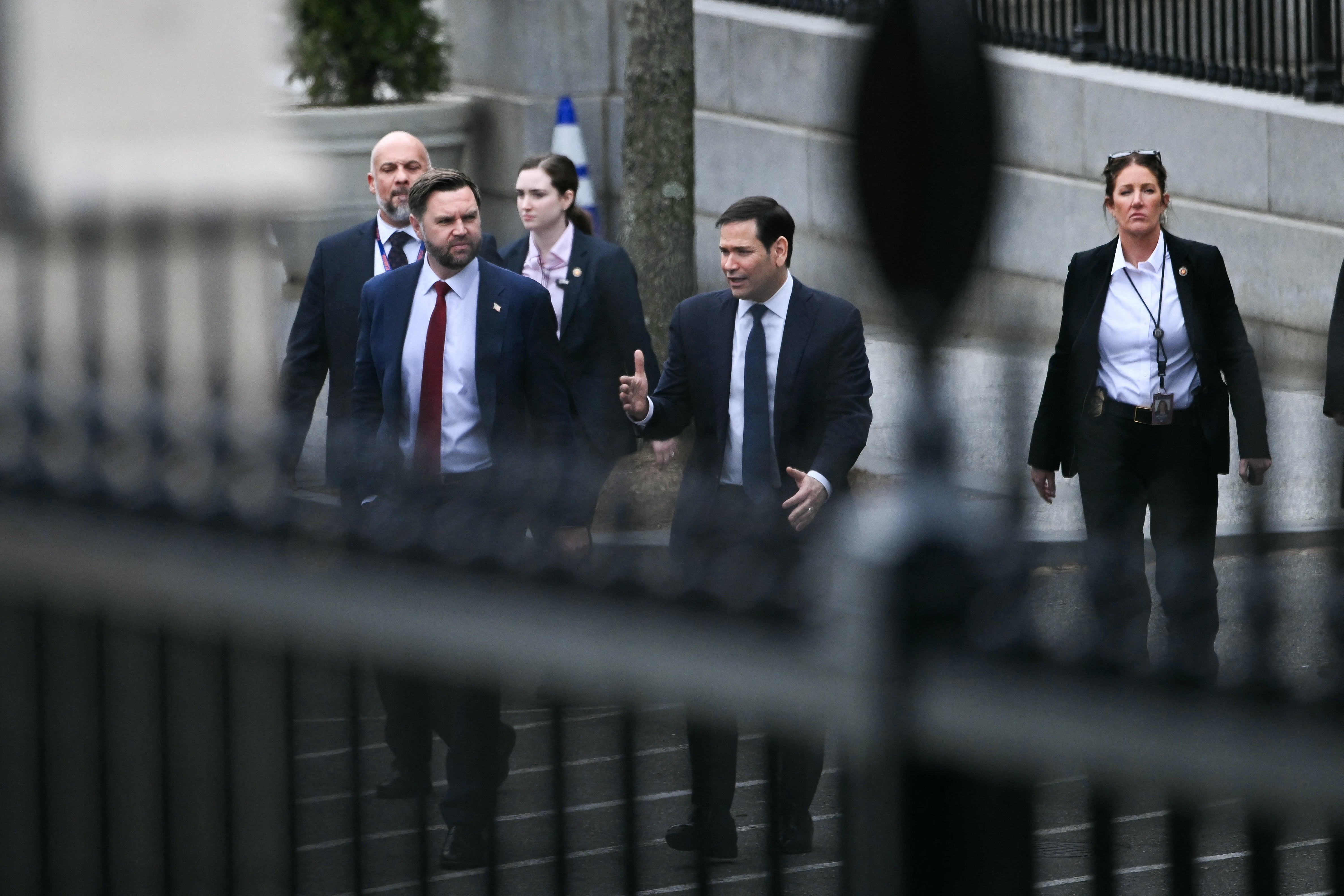 Vice president JD Vance and secretary of state Marco Rubio arrive at the White House