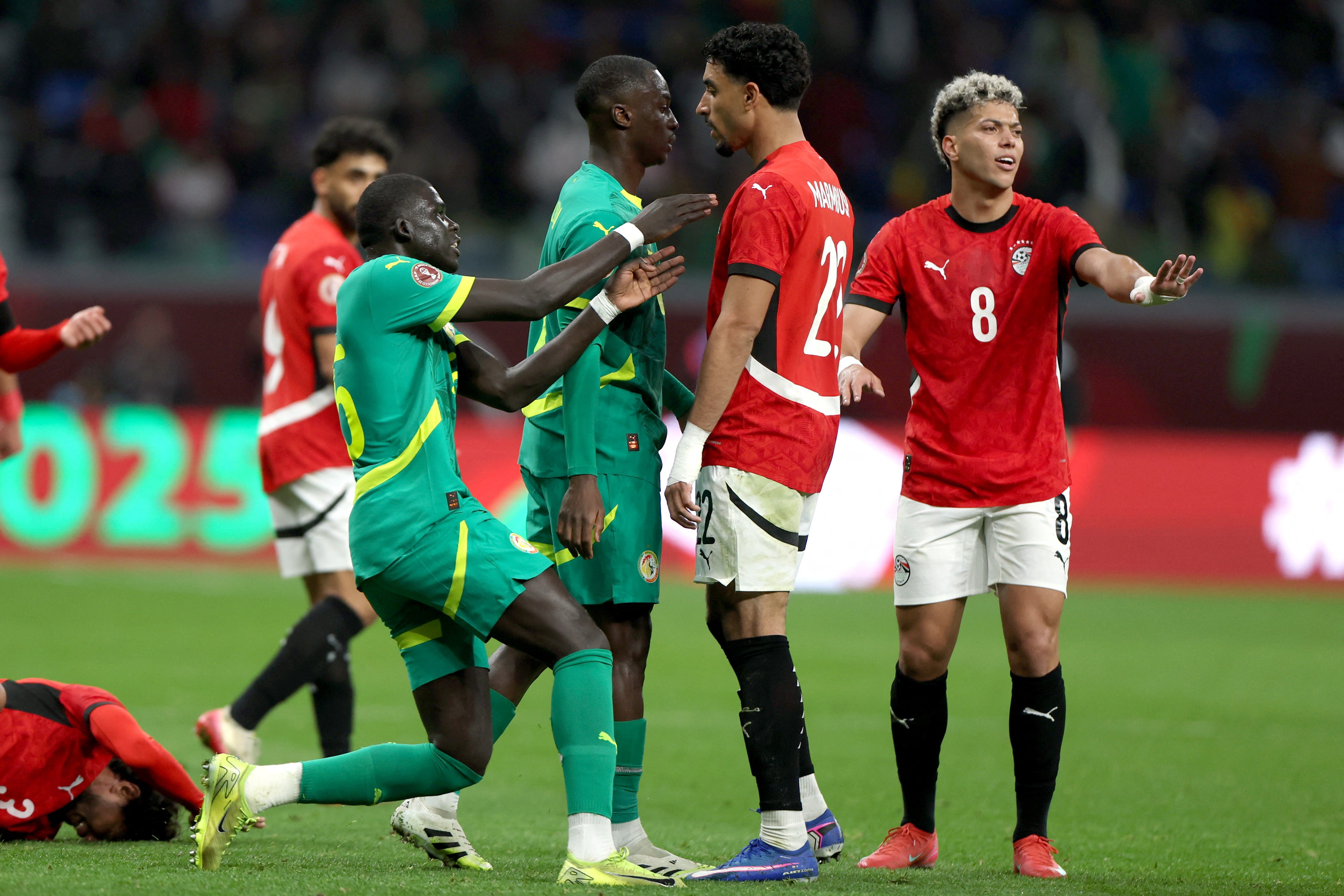 Mohamed Salah’s foul on Sadio Mane sparks touchline fracas in heated Afcon semi-final