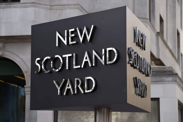 The New Scotland Yard sign outside the Metropolitan Police headquarters (Kirsty O’Connor/PA)