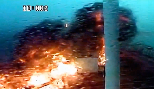 <p>Moment two ships collide in North Sea caught on CCTV</p>