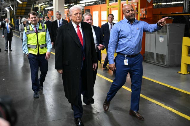 <p>President Trump tours Ford Motor Company's River Rouge complex in Dearborn, Michigan, on January 13</p>