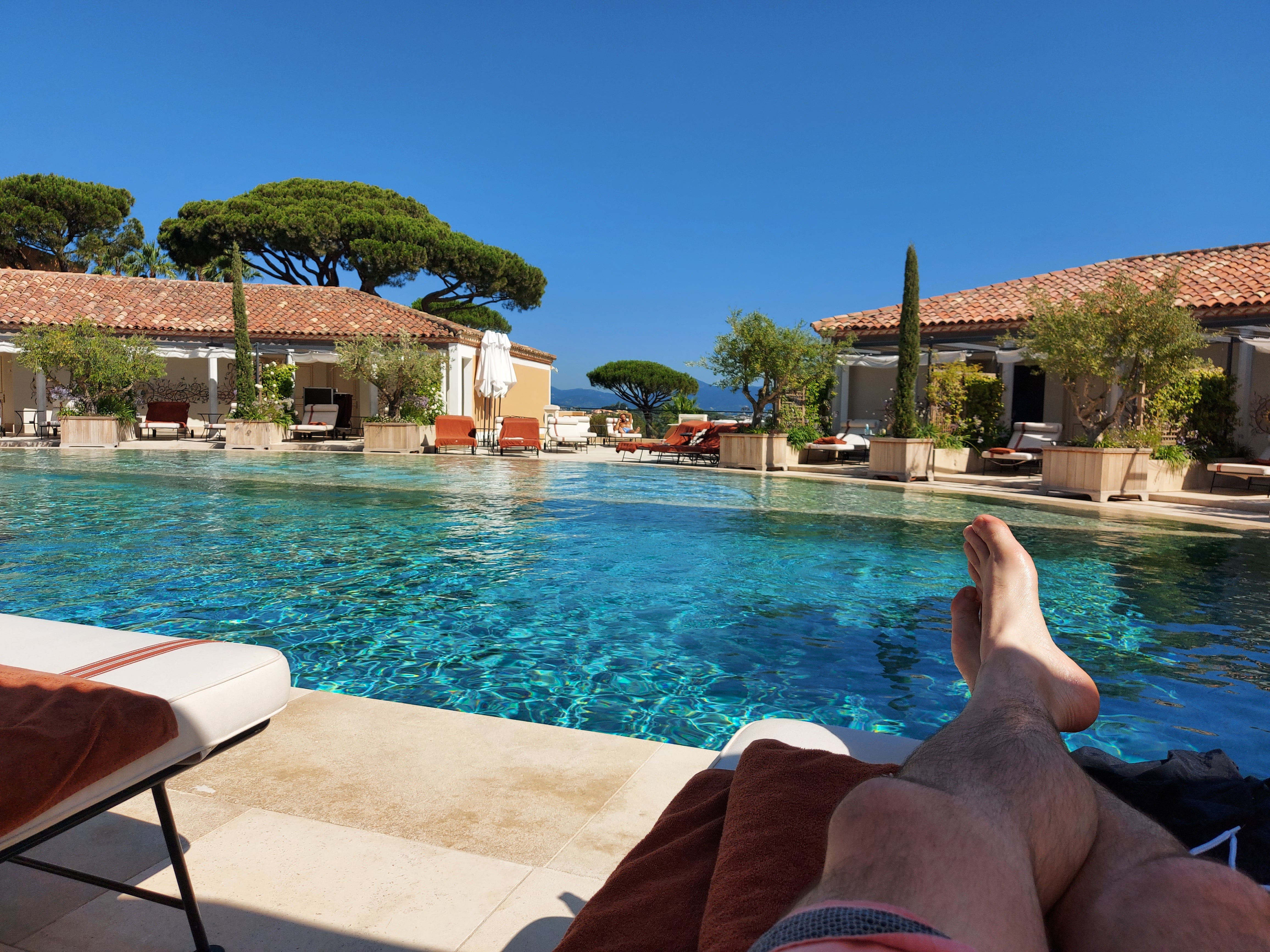 Ted spent much of his time at Château de la Messardière relaxing by the main pool