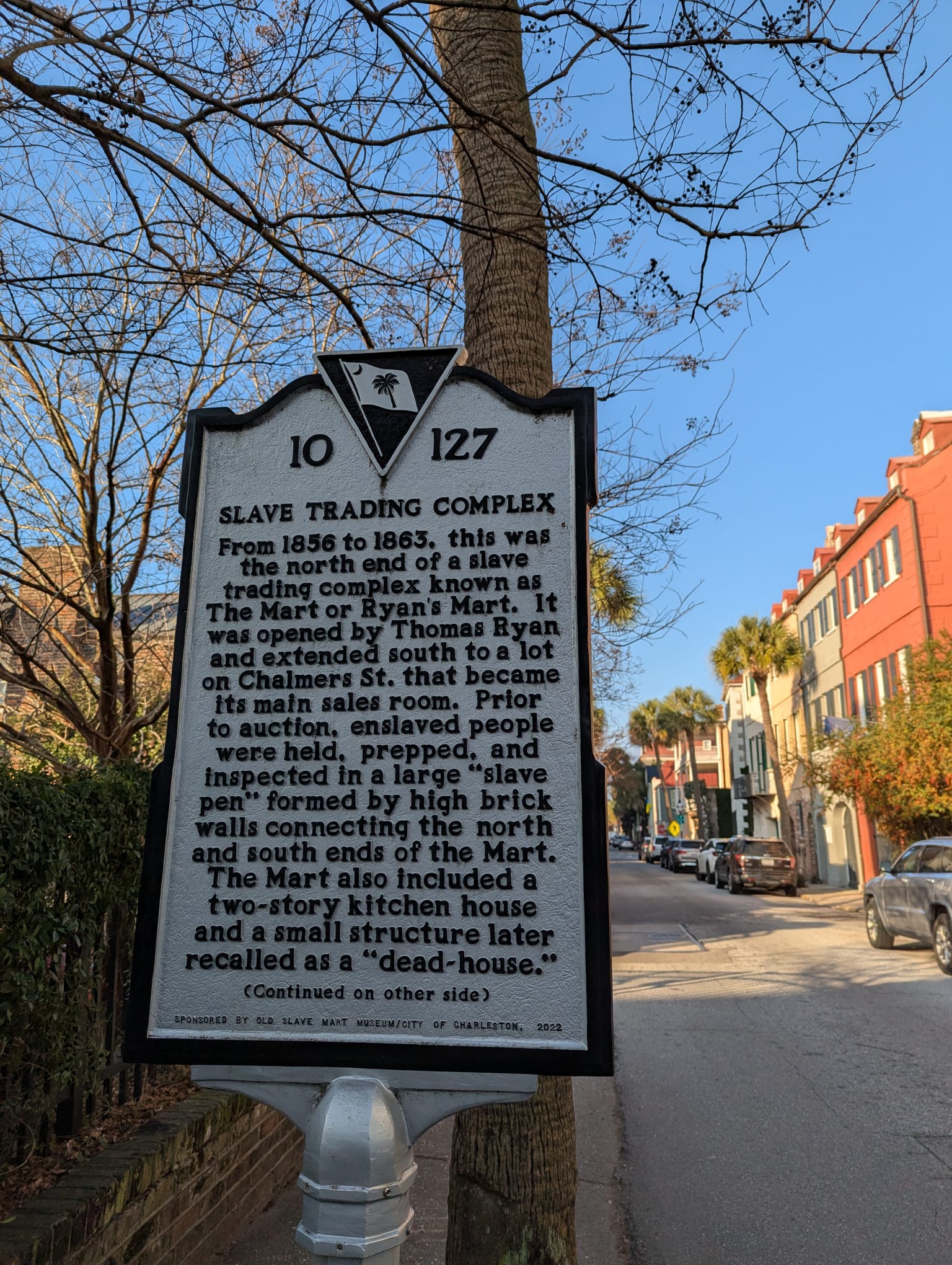 Plaques scattered throughout downtown acknowledge the city’s past as the most active slave trading port in North America