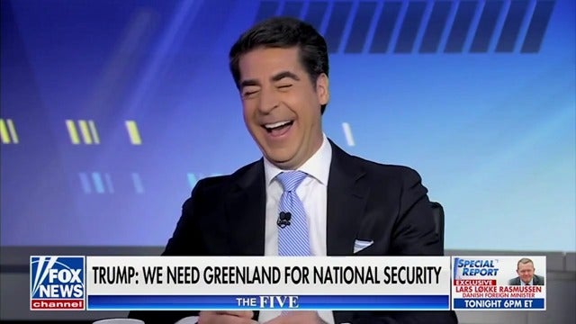 Jesse Watters cackles after co-host Jessica Tarlov points out that European nations are sending a fleet of ships to Greenland.
