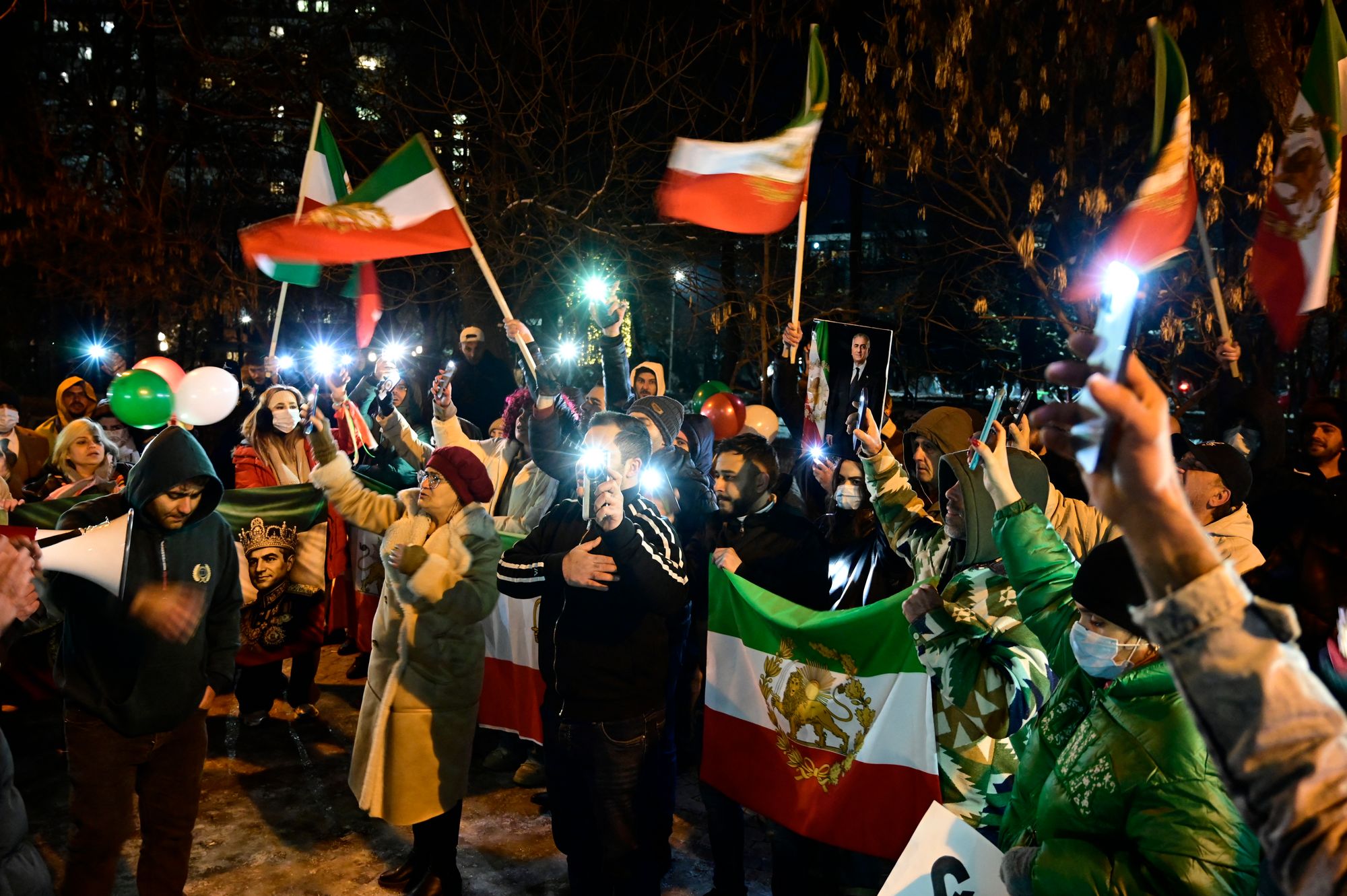 Iranians residing in Armenia hold a demonstration in solidarity with protestors in Iran, outside the country’s embassy in Yerevan, in mid-January