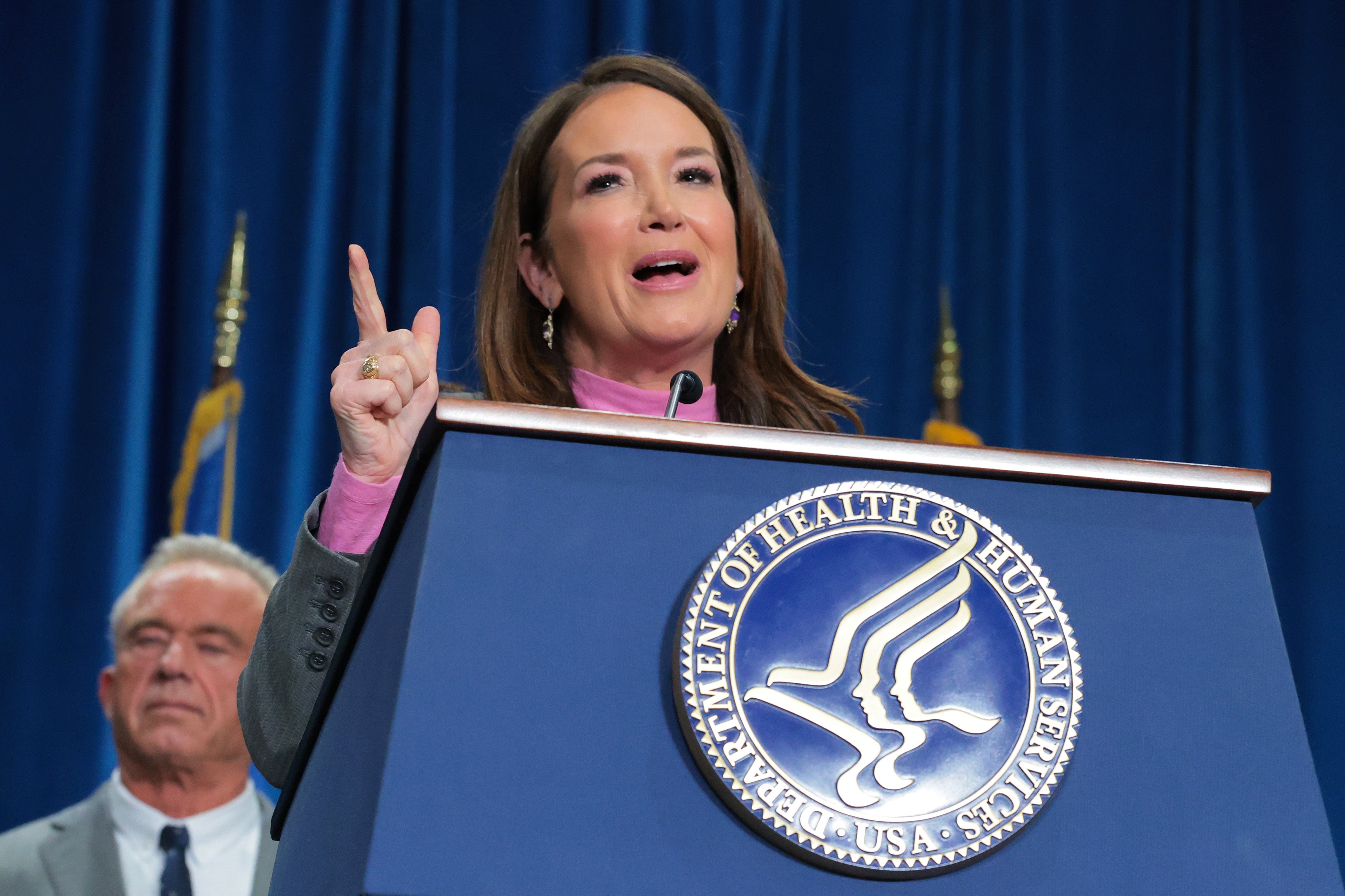 <p>Agriculture Secretary Brooke Rollins has been mocked online over a 'depression meal' she suggested for Americans after the Trump administration turned the food pyramid upside down</p>