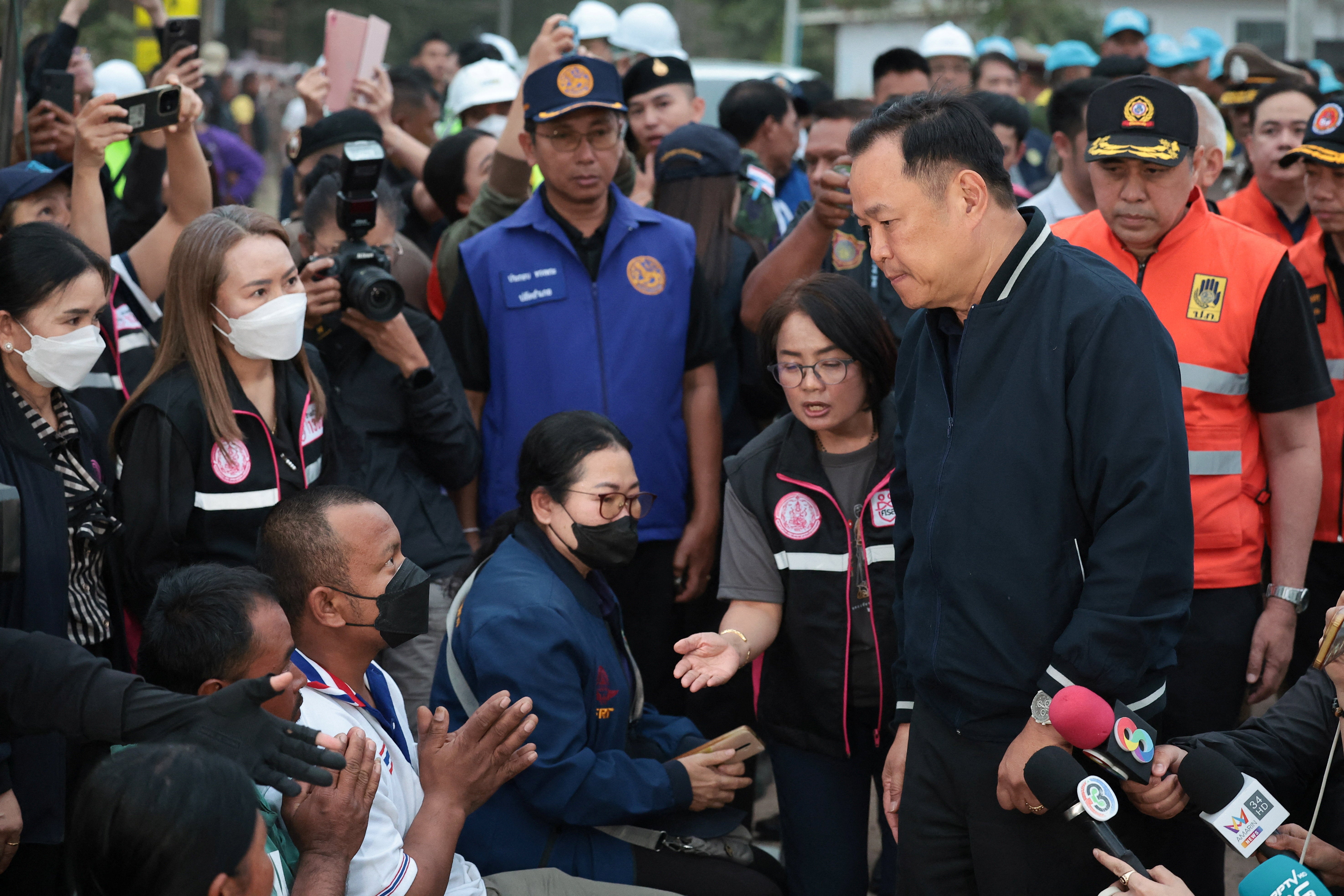 Thailand's caretaker Prime Minister Anutin Charnvirakul, Bhumjaithai Party leader and prime ministerial candidate, visits the site