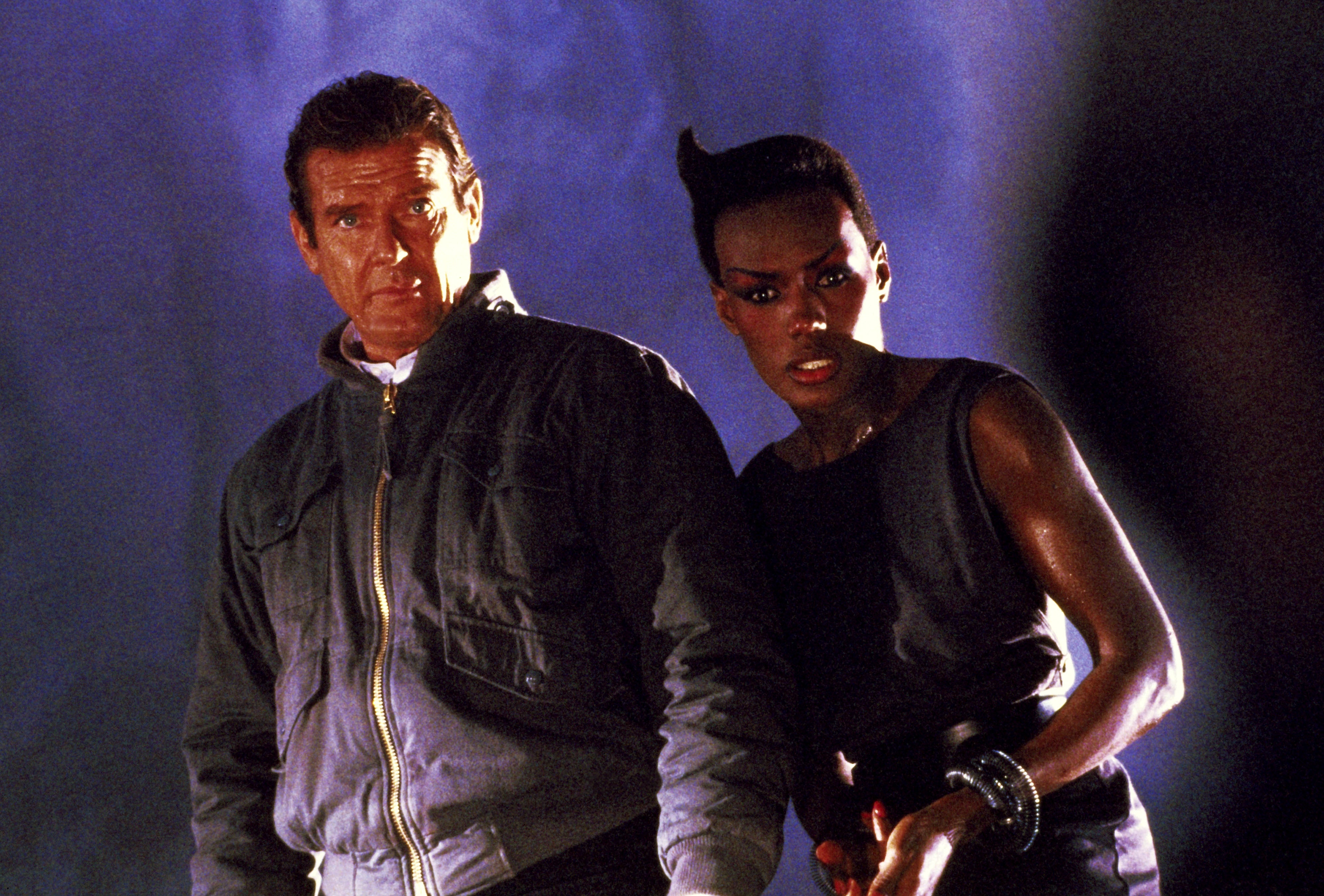 Roger Moore and Grace Jones in ‘A View to a Kill’
