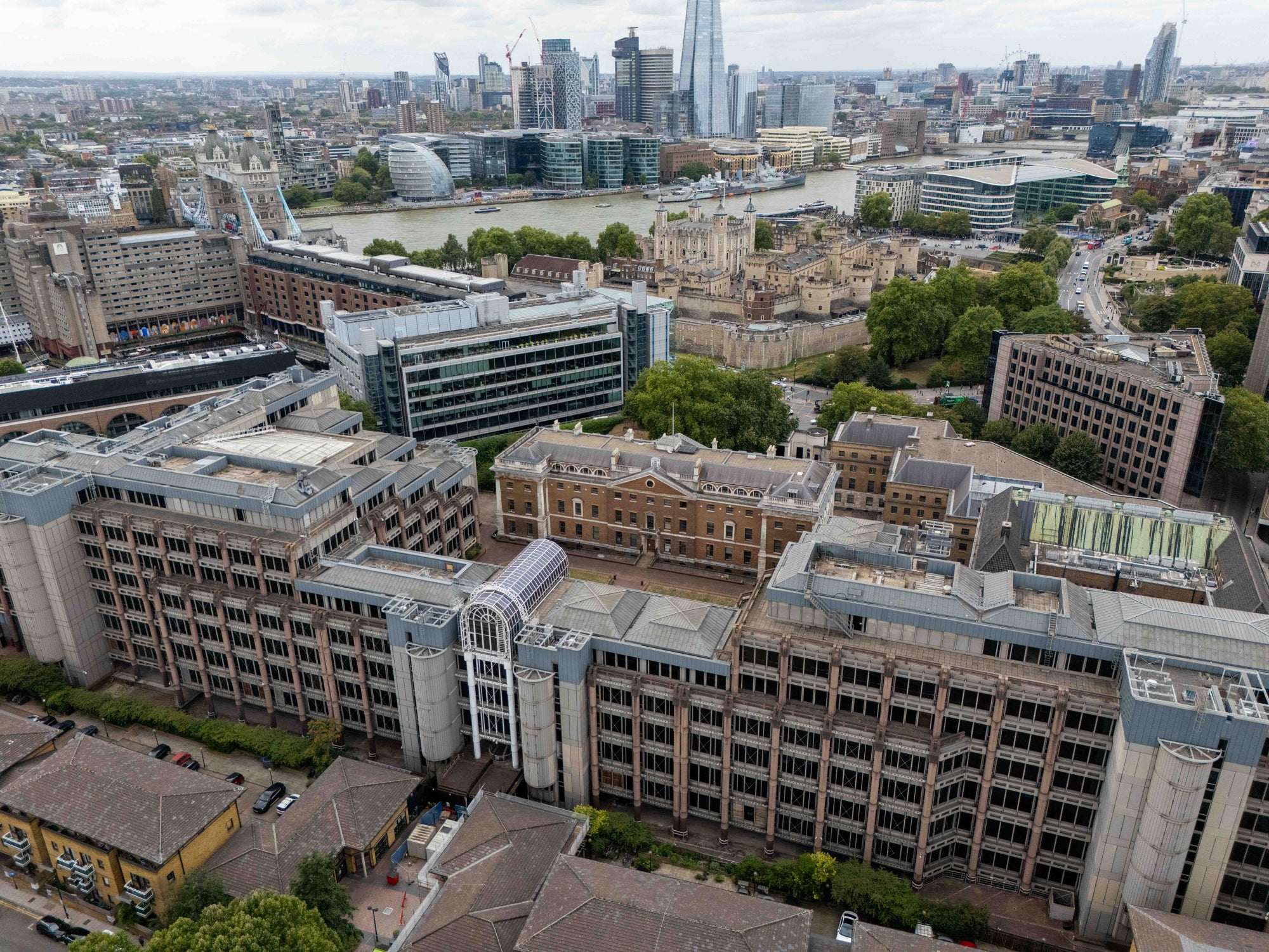 <p>Aerial photograph of the former site of the UK’s Royal Mint, now owned by China and the proposed site of its new embassy </p>