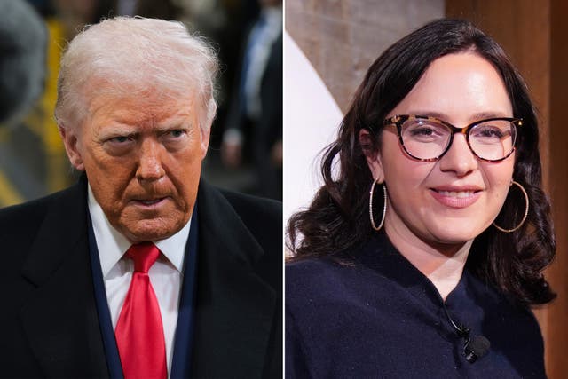 <p>Sources told The Independent that Bari Weiss and Donald Trump exchanged kisses on the cheek following the president’s 60 Minutes interview.</p>