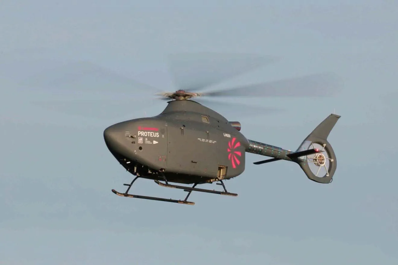 <p>The UK’s first truly autonomous full-size helicopter completing its maiden flight from Predannack airfield in Cornwall</p>