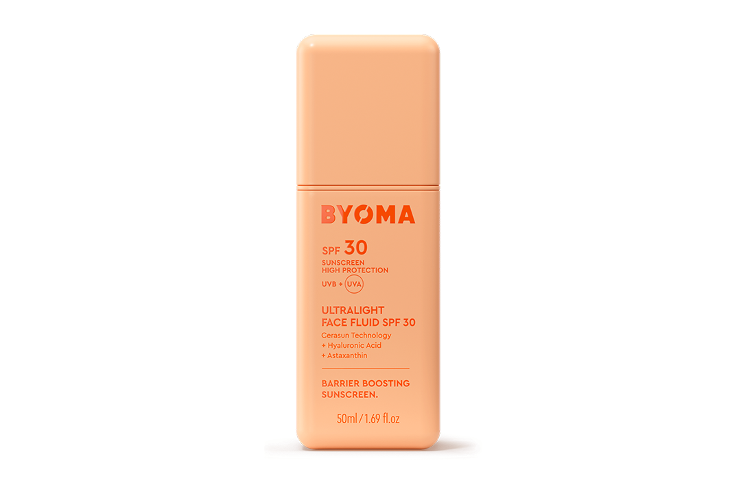 Best face sunscreen Indybest review Byoma ultralight face fluid SPF30 