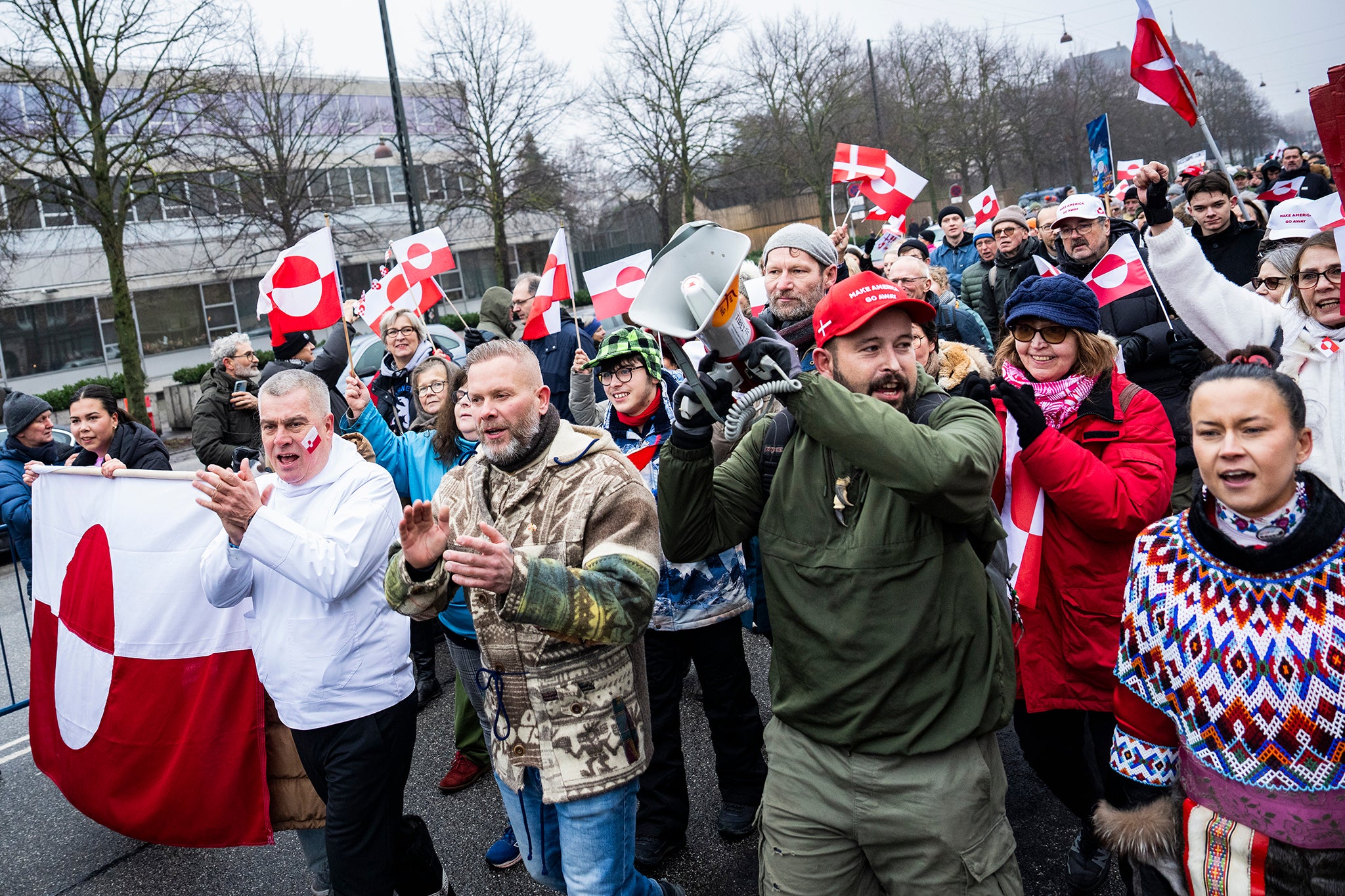 Protesters in front of the American embassy in Denmark
