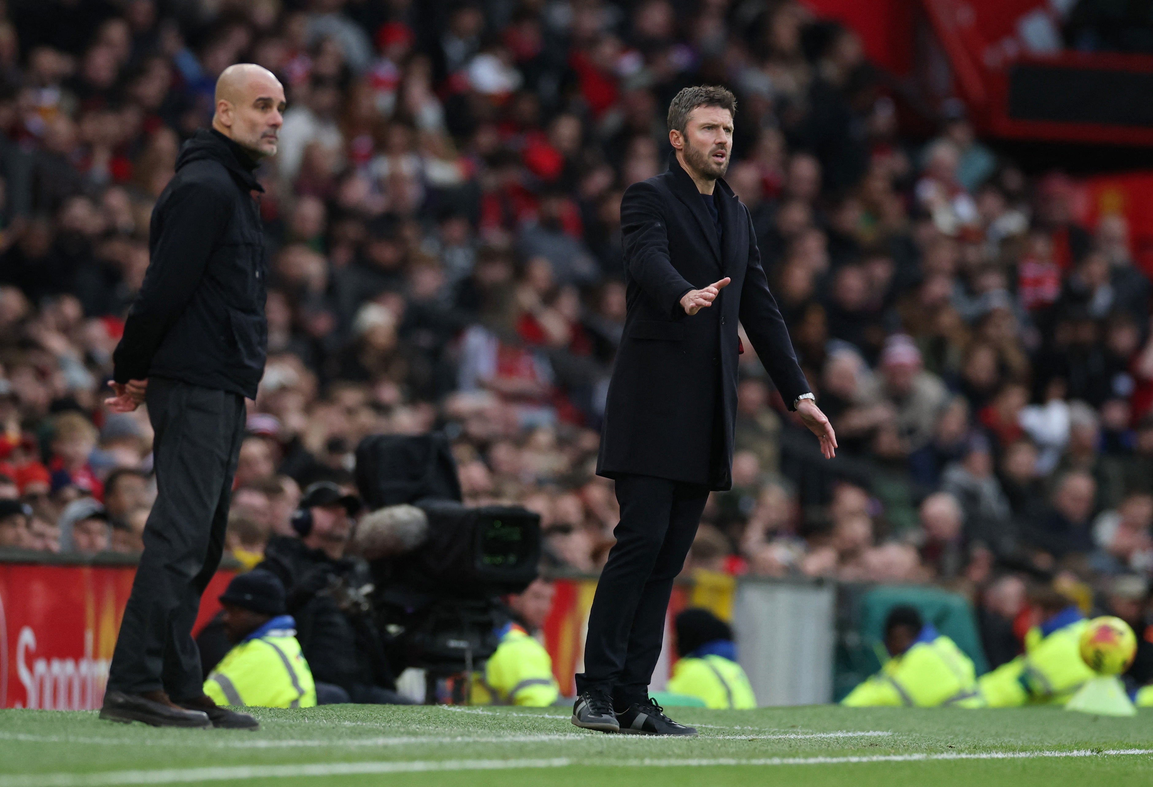Michael Carrick (right) won the tactical battle against Pep Guardiola