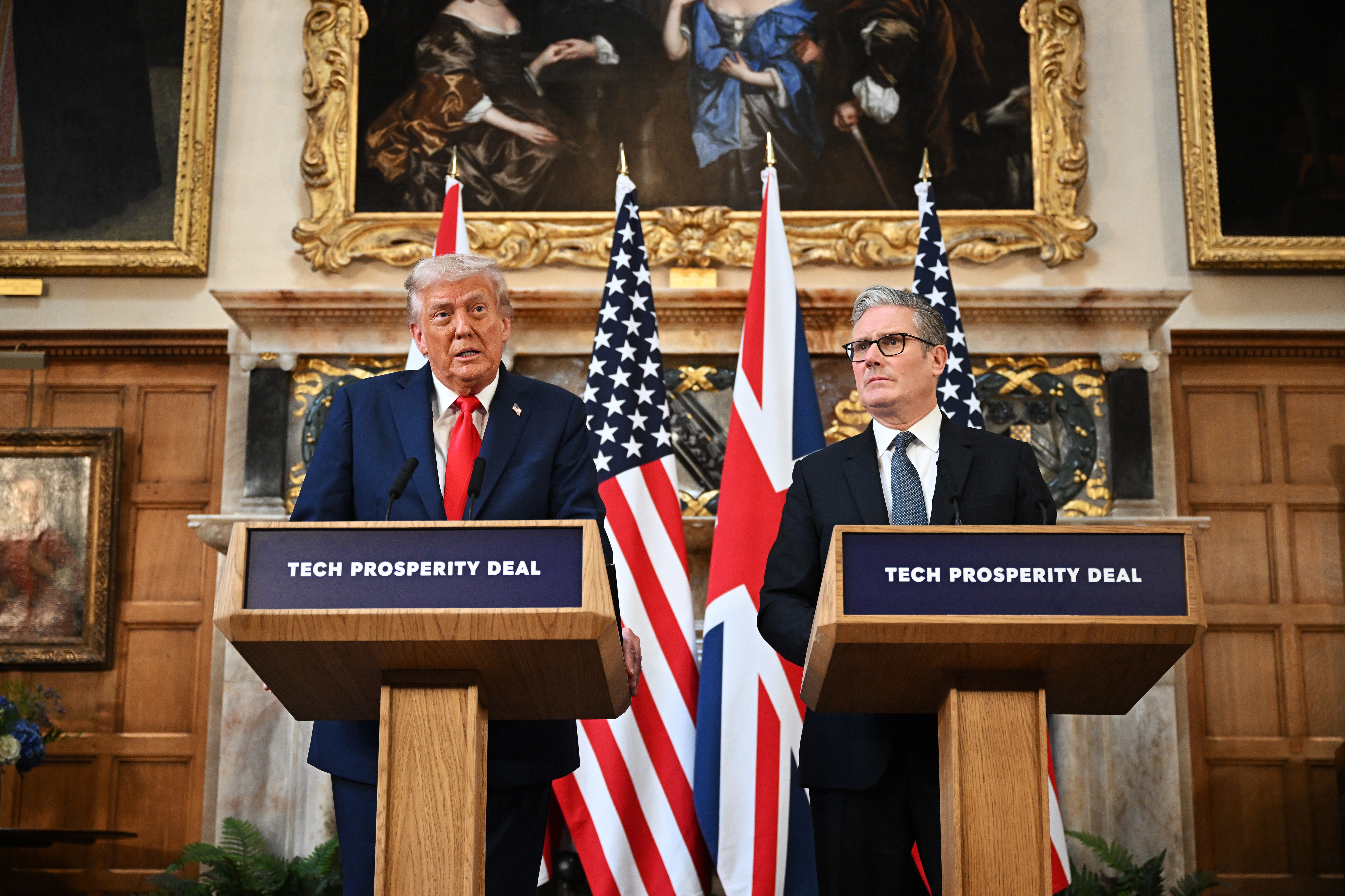 Prime Minister Sir Keir Starmer, right, said he would discuss the tariffs with US President Donald Trump (Leon Neal/PA)