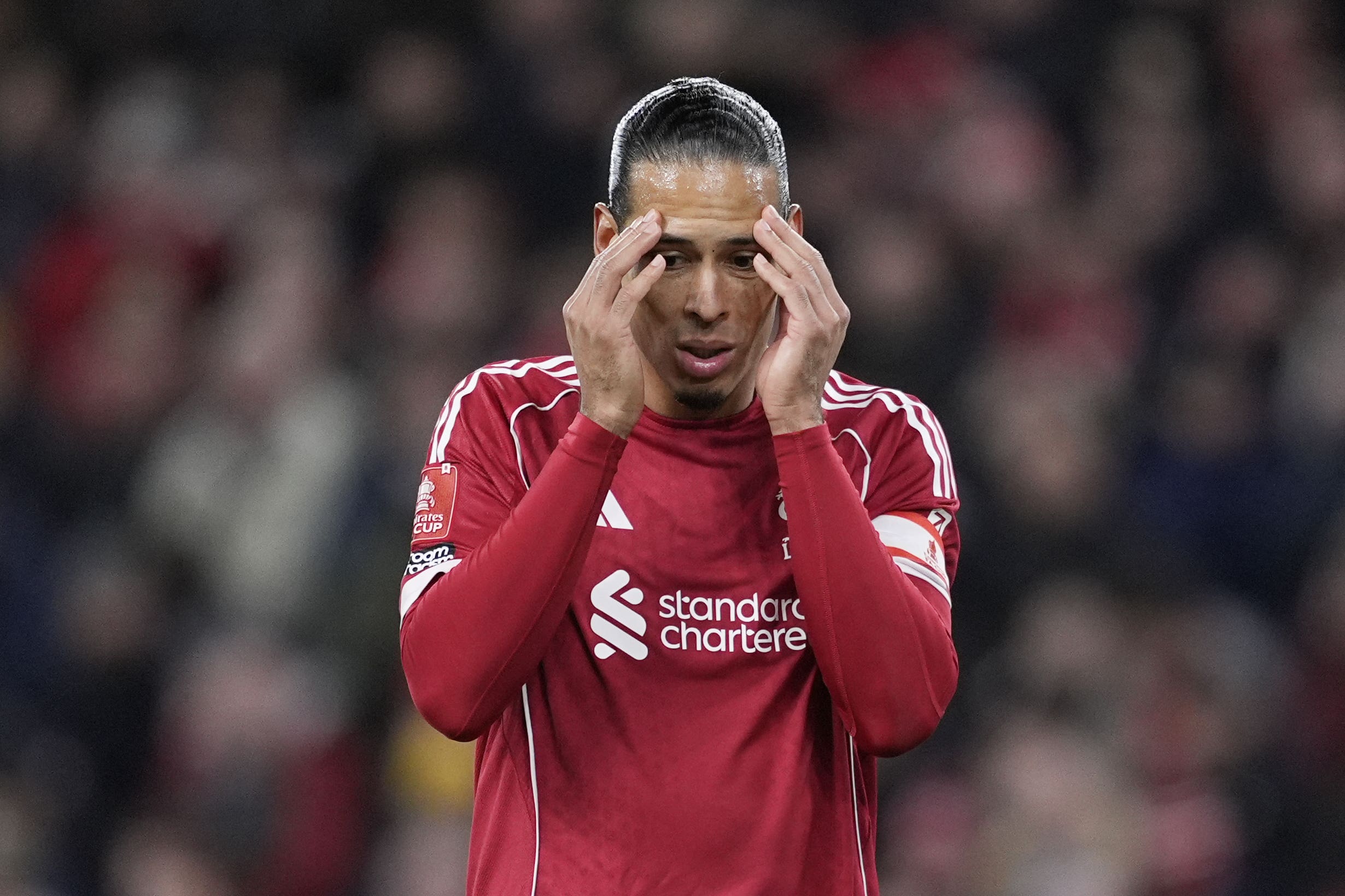 Liverpool’s Virgil van Dijk is set to call another players’ meeting on Monday (Peter Byrne/PA)