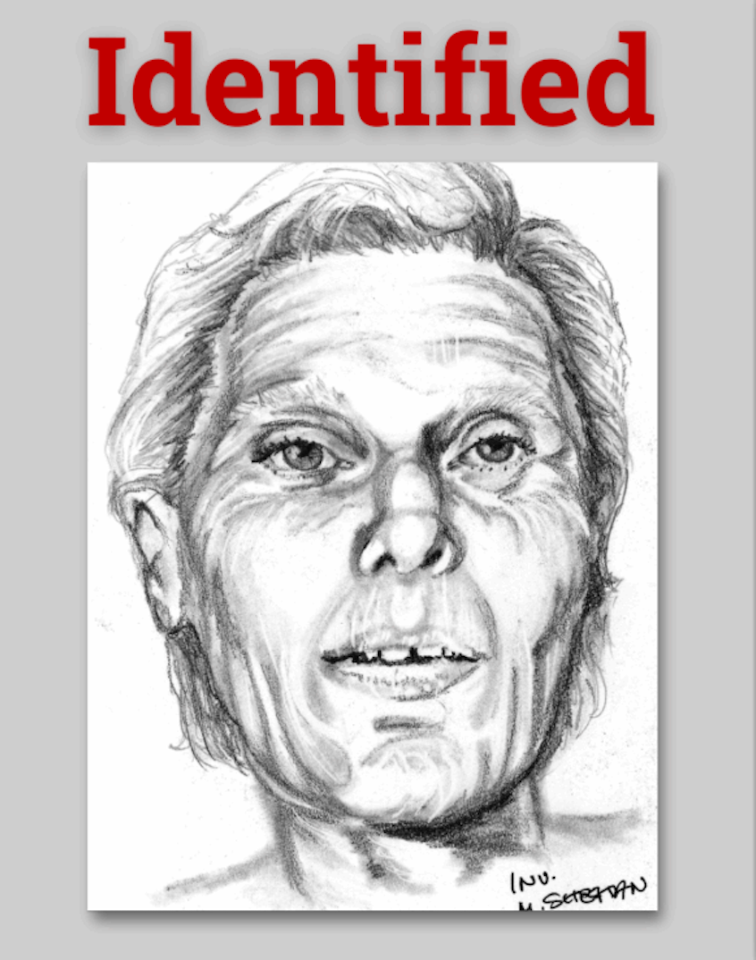 A sketch provided by the DNA Doe Project shows Virginia Irene Nelson, who was killed in a hit-and-run along the Pacific Coast Highway in Laguna Beach in 1982
