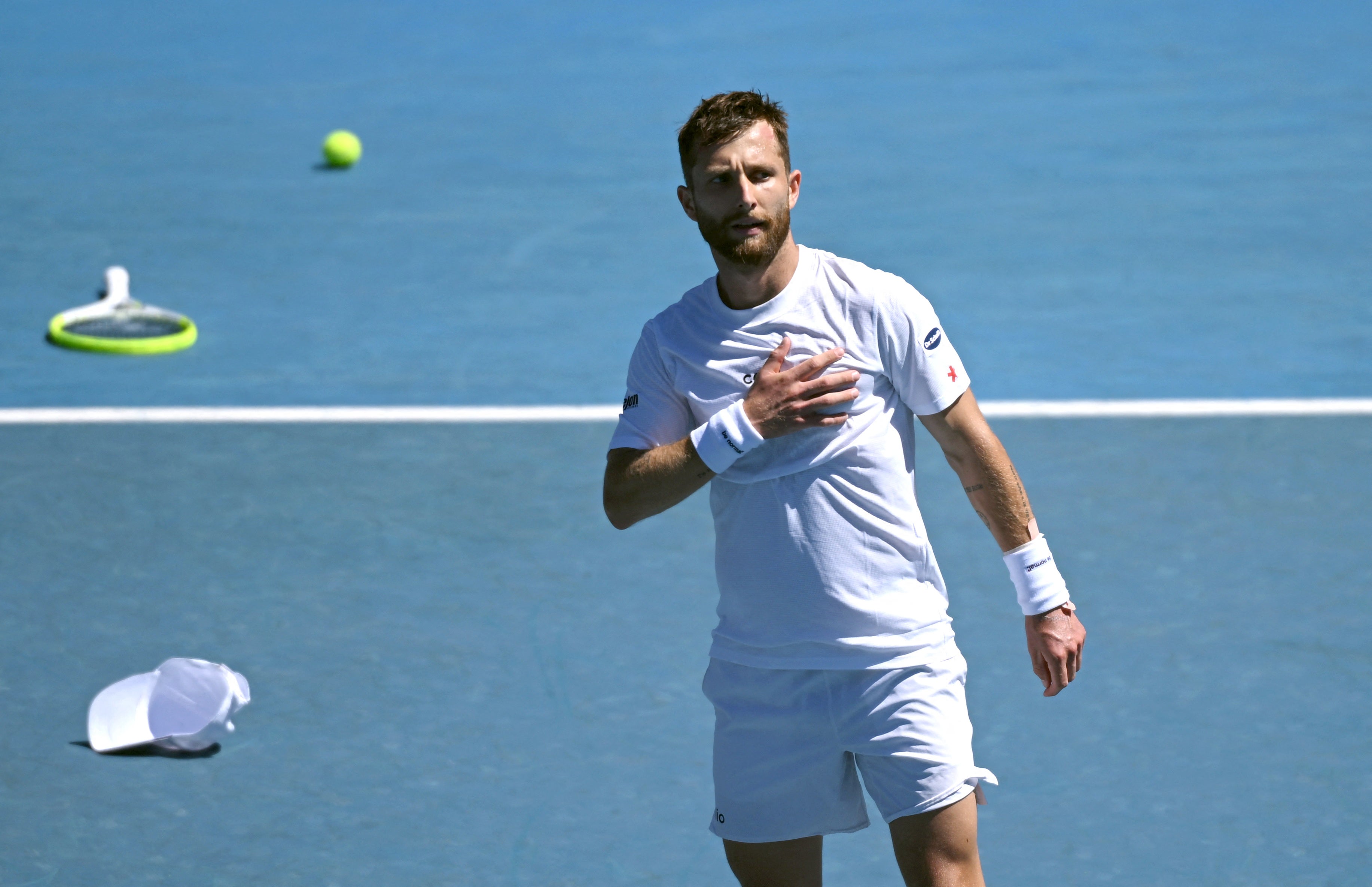 Corentin Moutet celebrated passionately after his first-round win