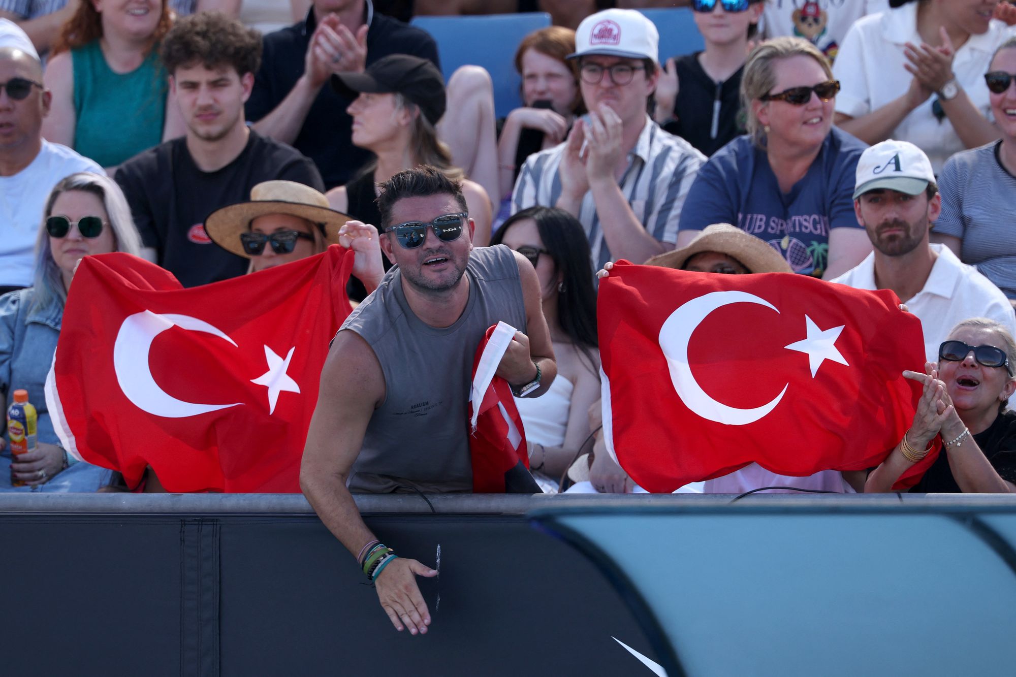 Supporters of Turkey's Zeynep Sonmez cheer