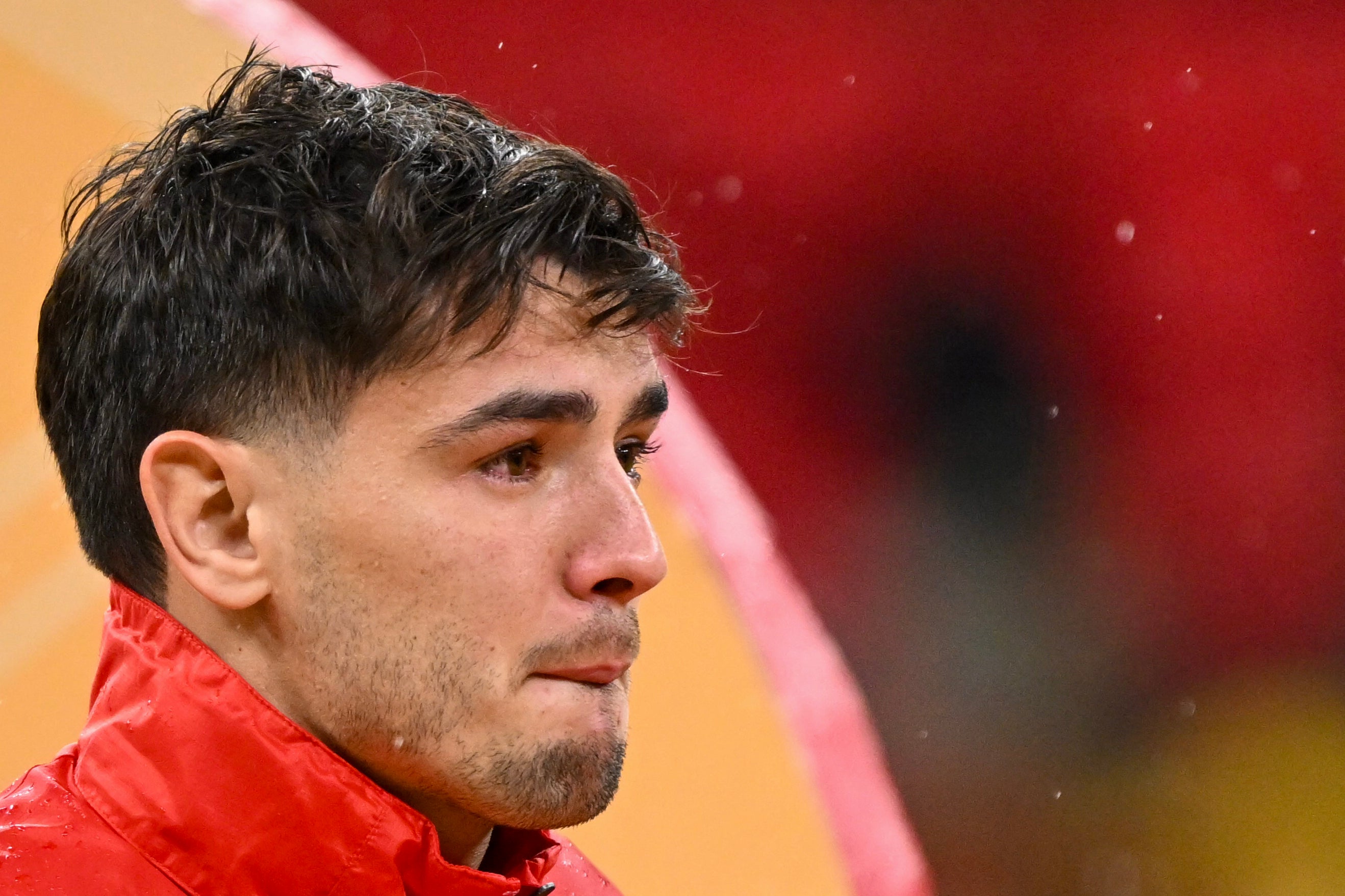 Brahim Diaz looks tearfully on after the Afcon final