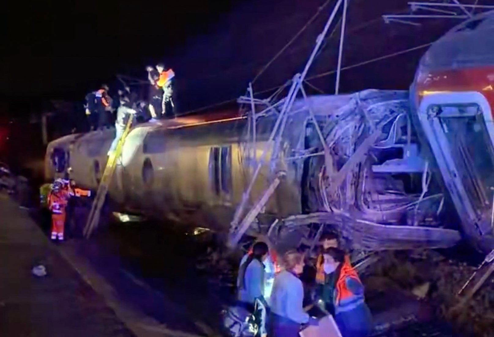 <p>Emergency personnel working after a train accident in Adamuz, southern Spain, on 18 January 2026</p>