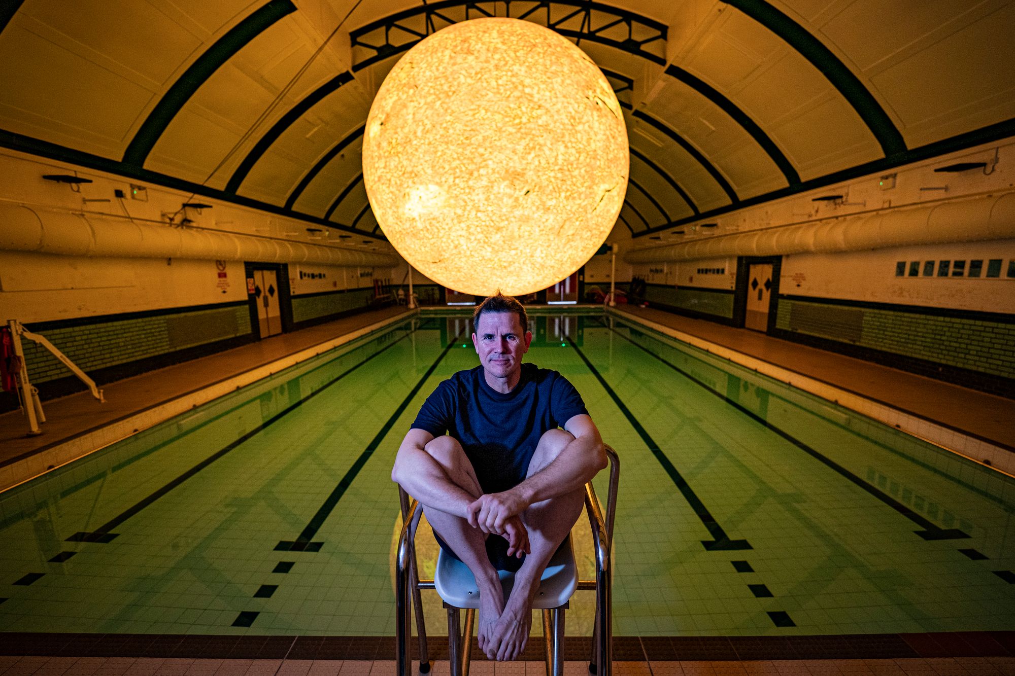 Artist Luke Jerram with 'Helios'