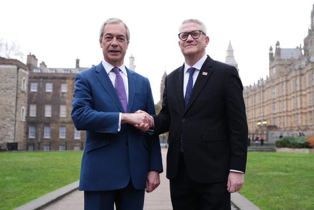 Mr Rosindell told reporters Mr Farage ‘has to be our next prime minister'(Jonathan Brady/PA)