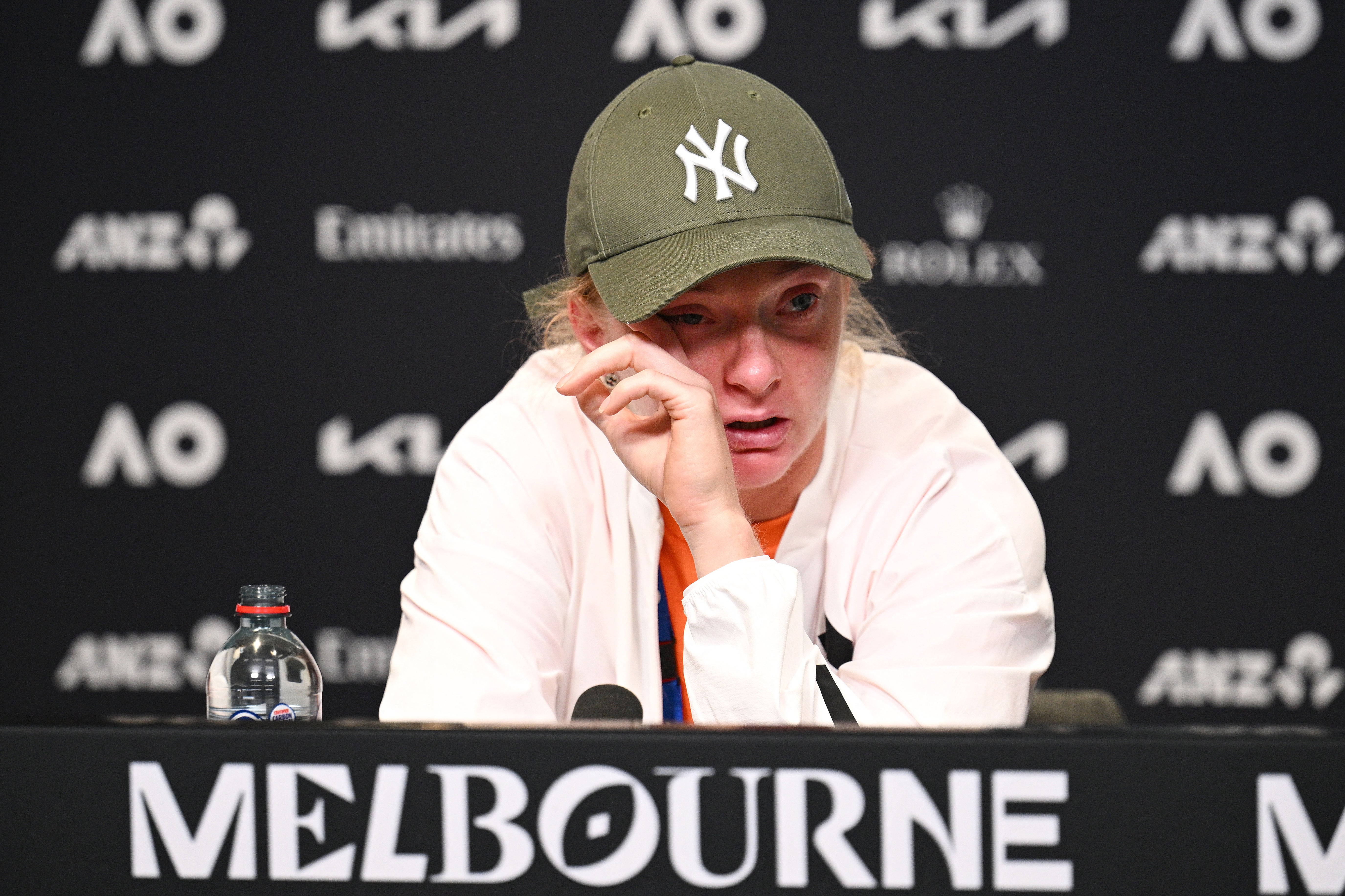 Fran Jones was emotional after she was forced to retire from the Australian Open