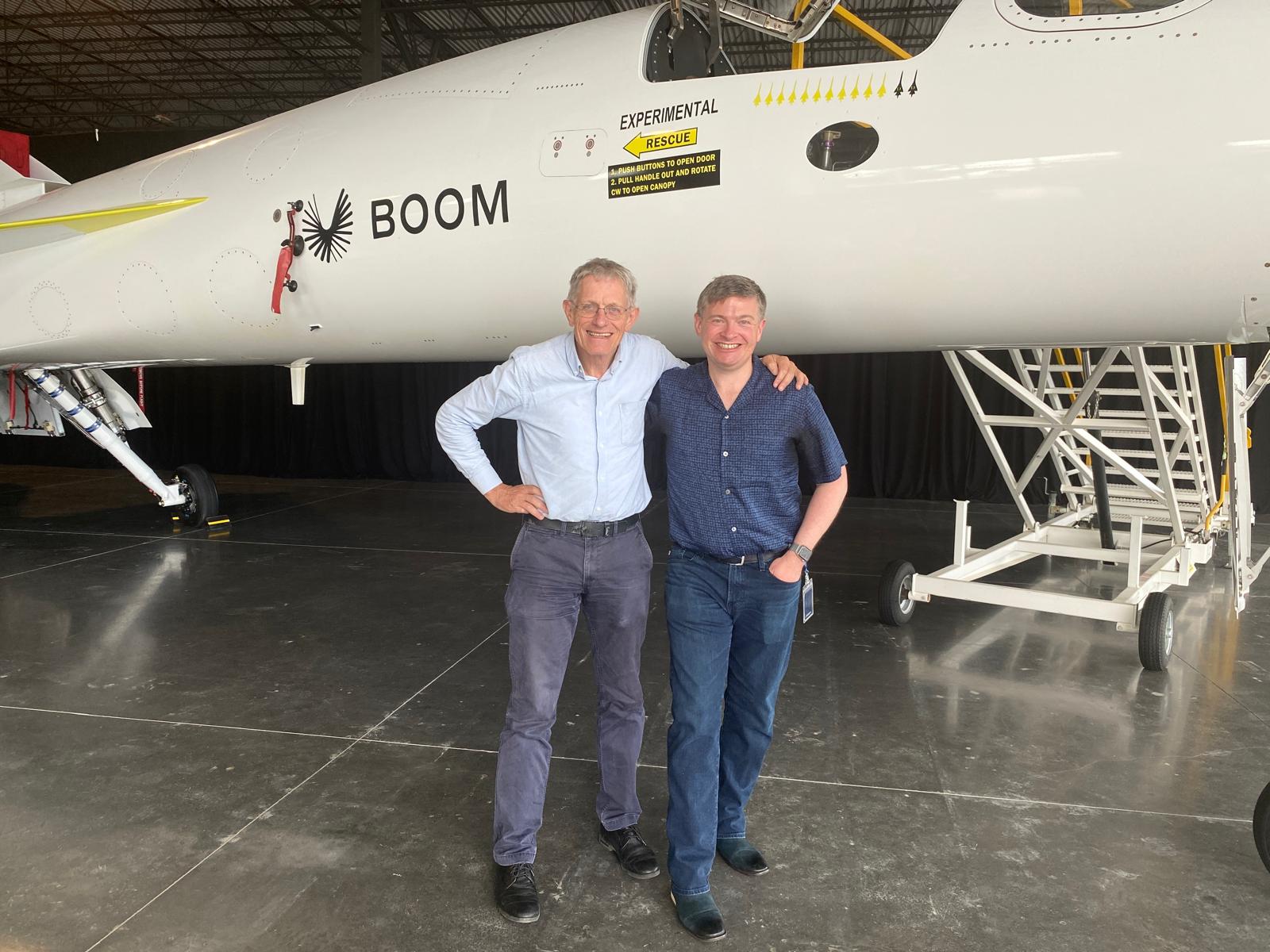 Fast track: Simon Calder and Blake Scholl beside the XB-1 supersonic test aircraft