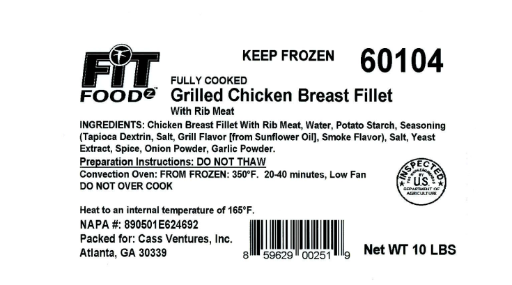 Ten-pound containers of grilled chicken breast fillets have been recalled