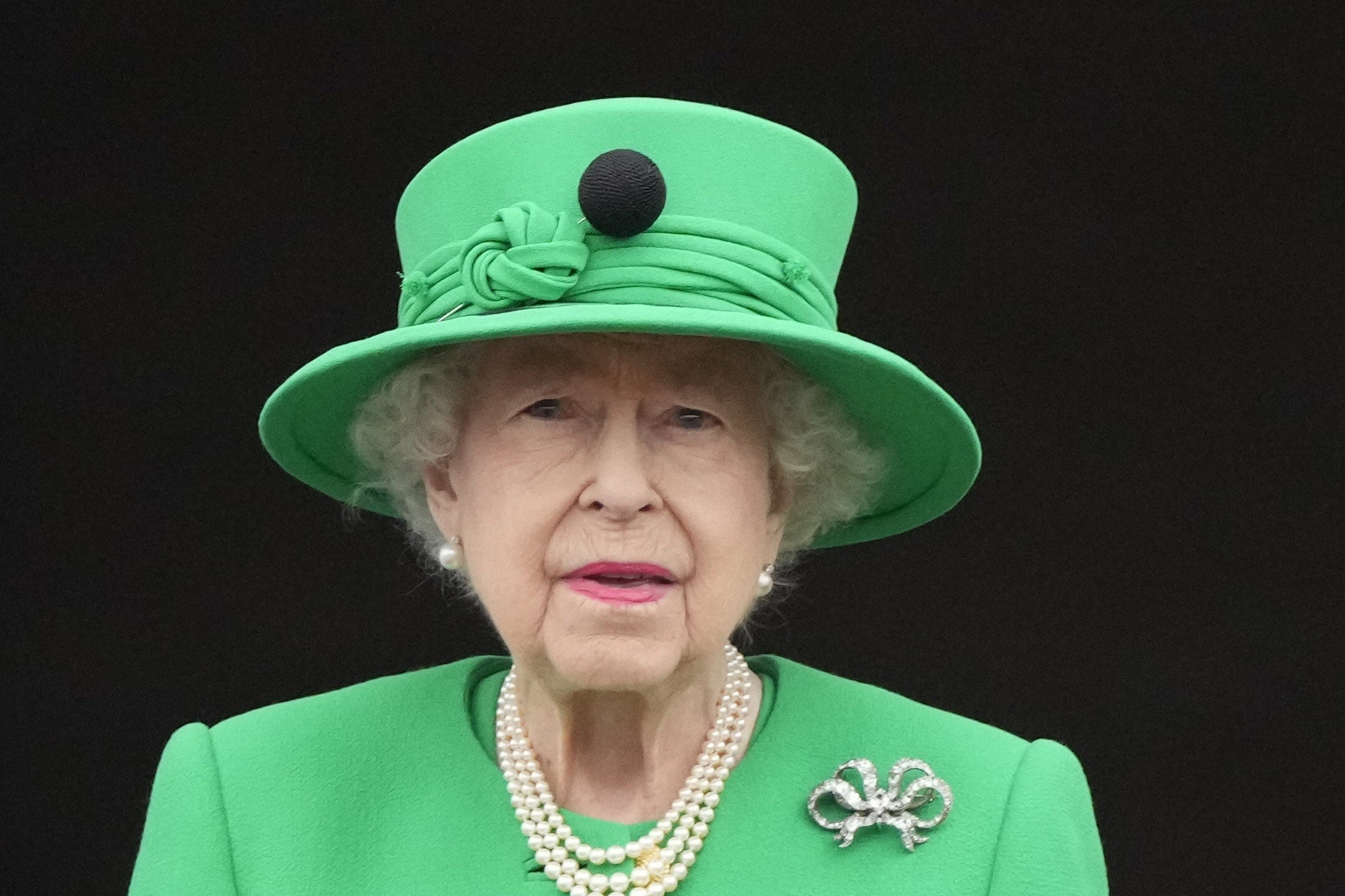 Queen Elizabeth II on the balcony of Buckingham Palace during the Platinum Jubilee celebrations