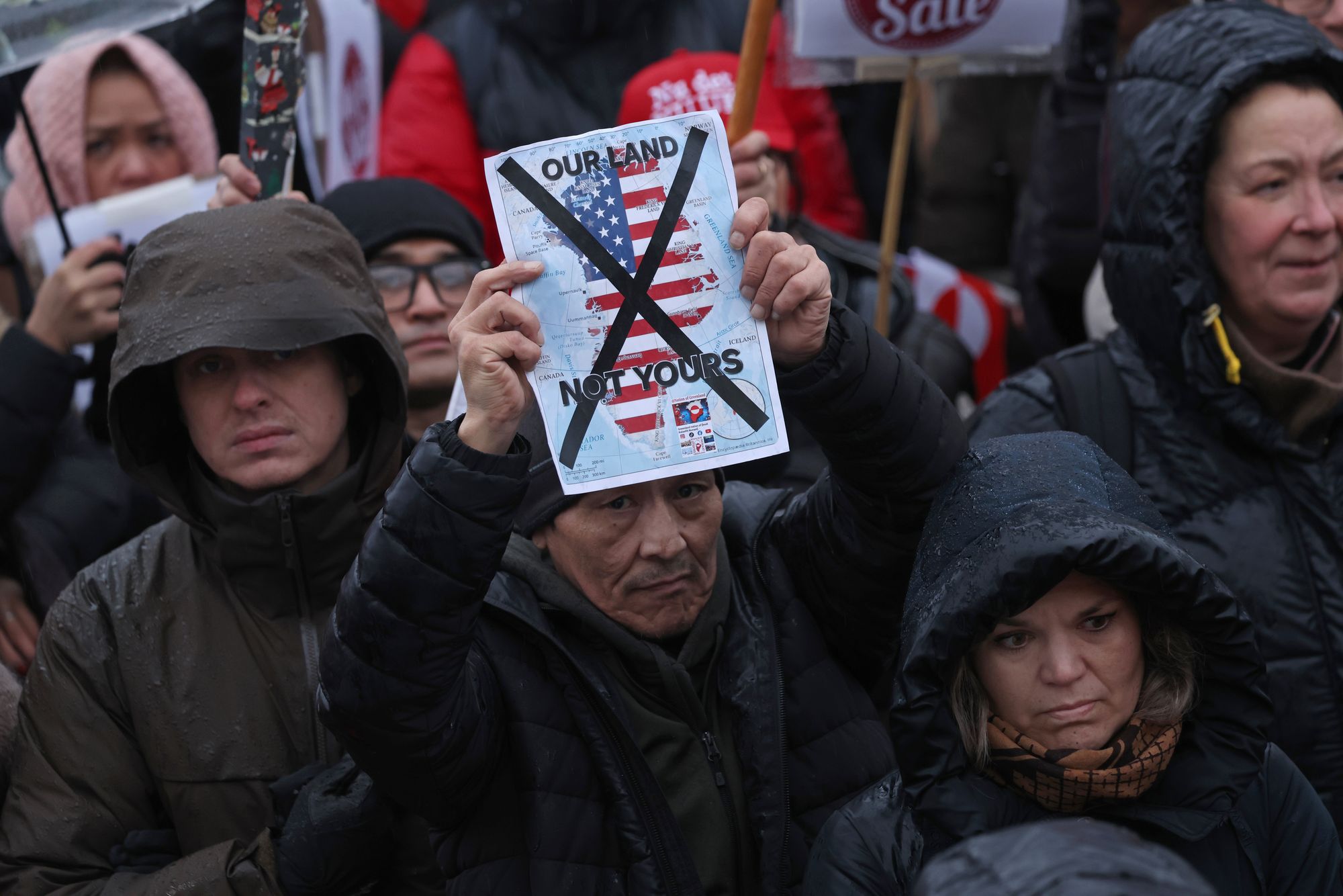 People gather to march in protest against U.S. President Donald Trump and his announced intent to acquire Greenland
