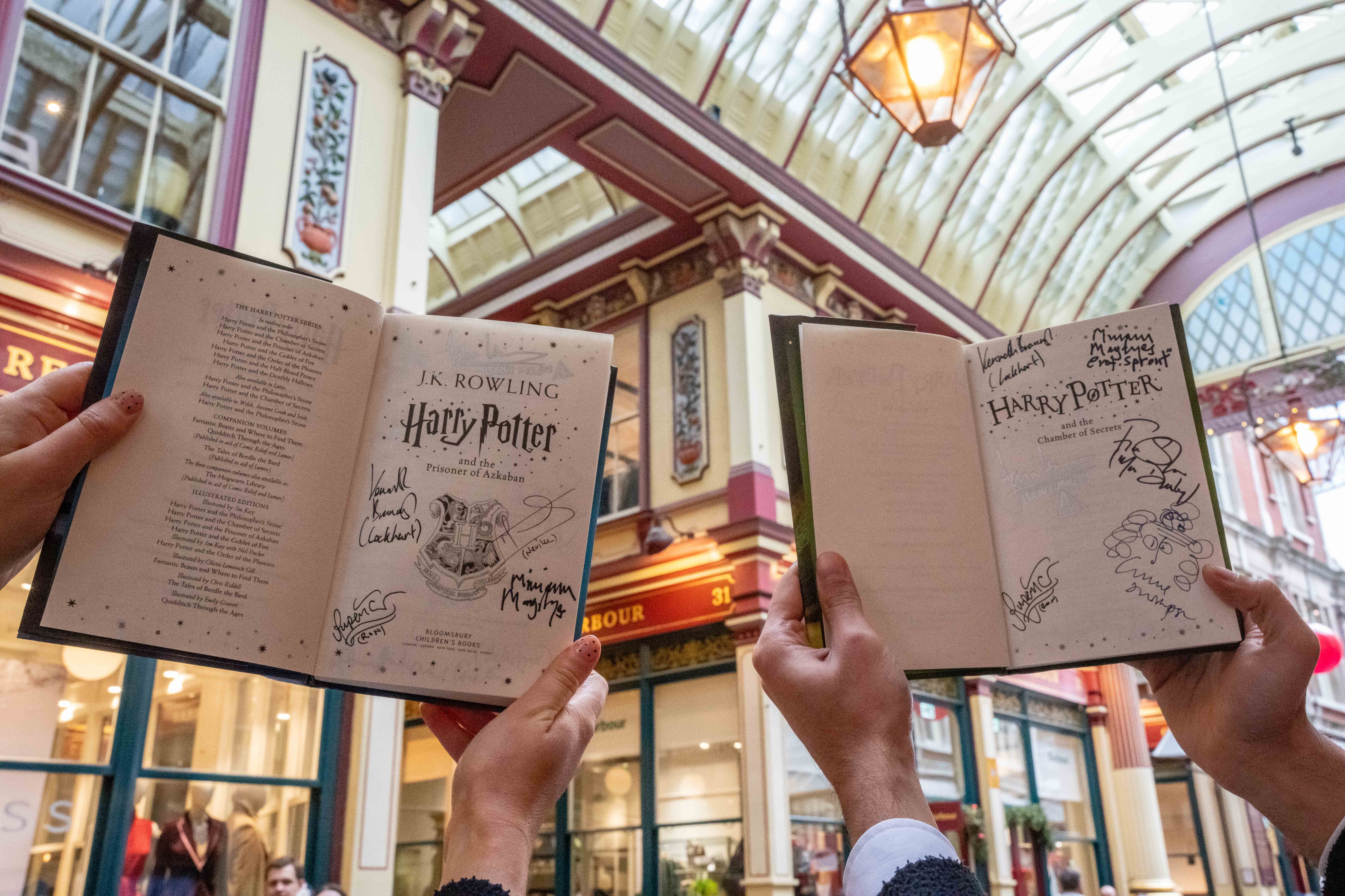The set of books have been signed by 12 stars of the Harry Potter films to raise money for Pancreatic Cancer UK (Jeff Moore/Pancreatic Cancer UK/PA)