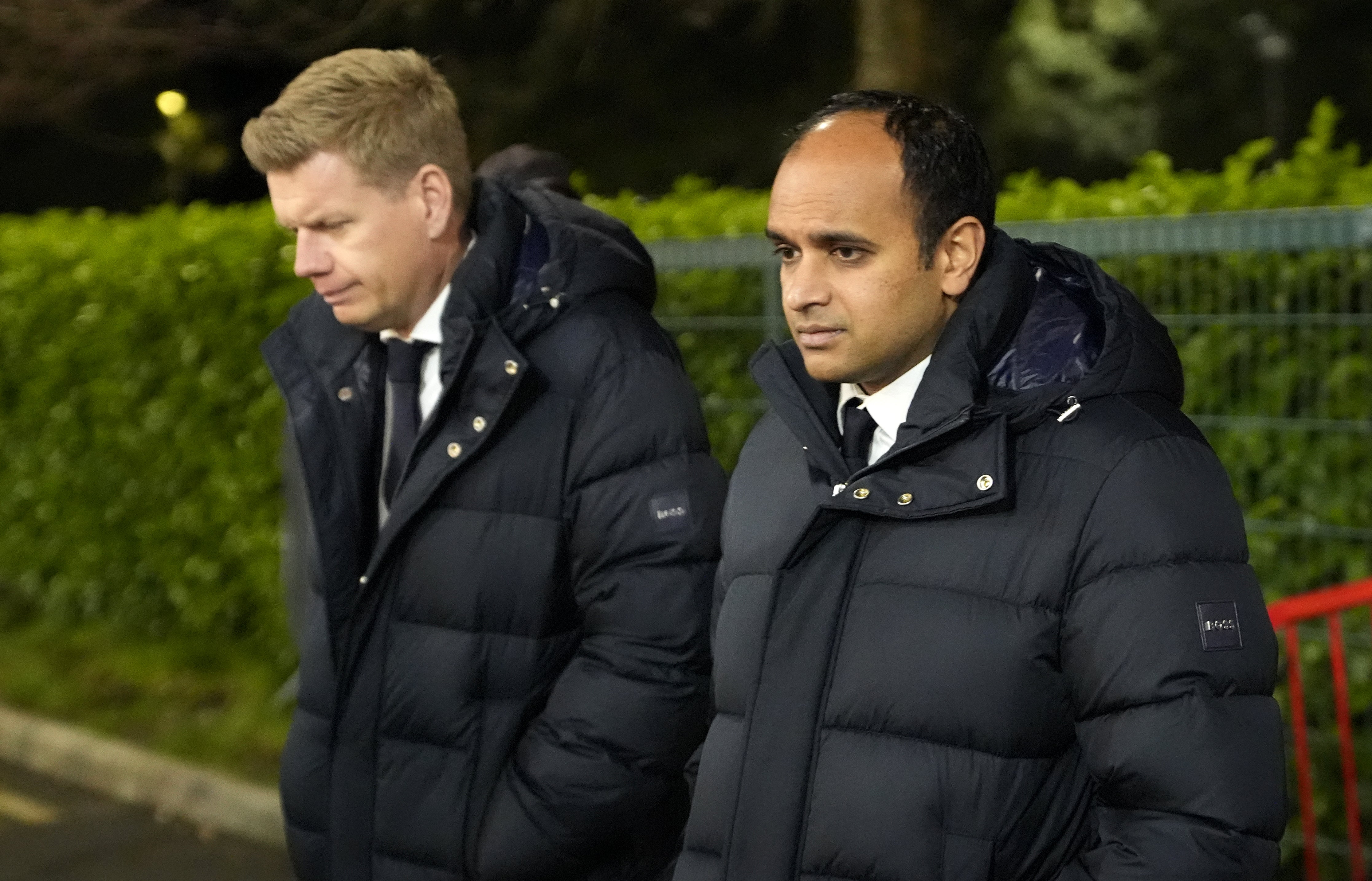 Tottenham sporting director Johan Lange (left) and chief executive Vinai Venkatesham (Andrew Matthews/PA)