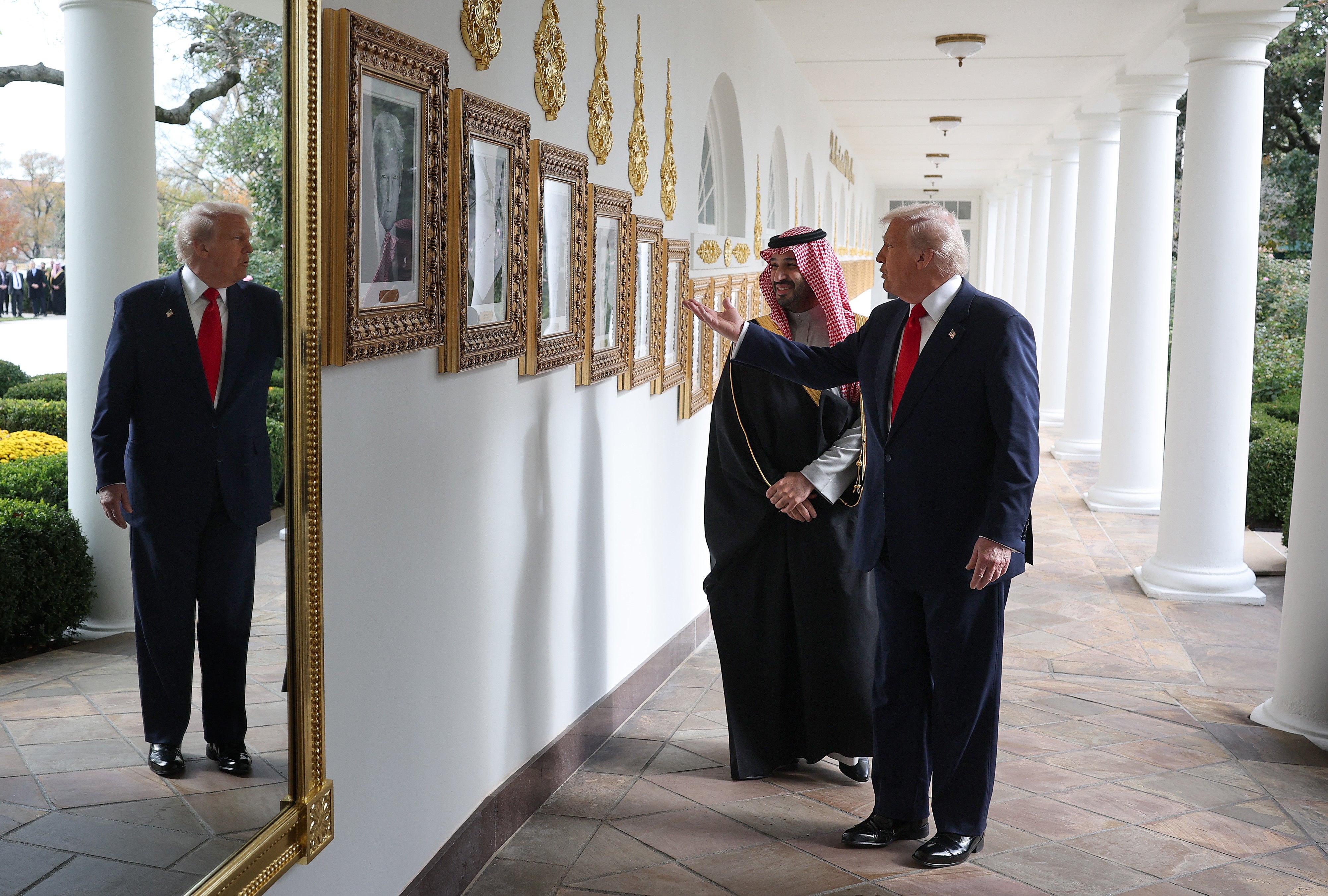 Trump has also remade the White House colonnade with images of past presidents.