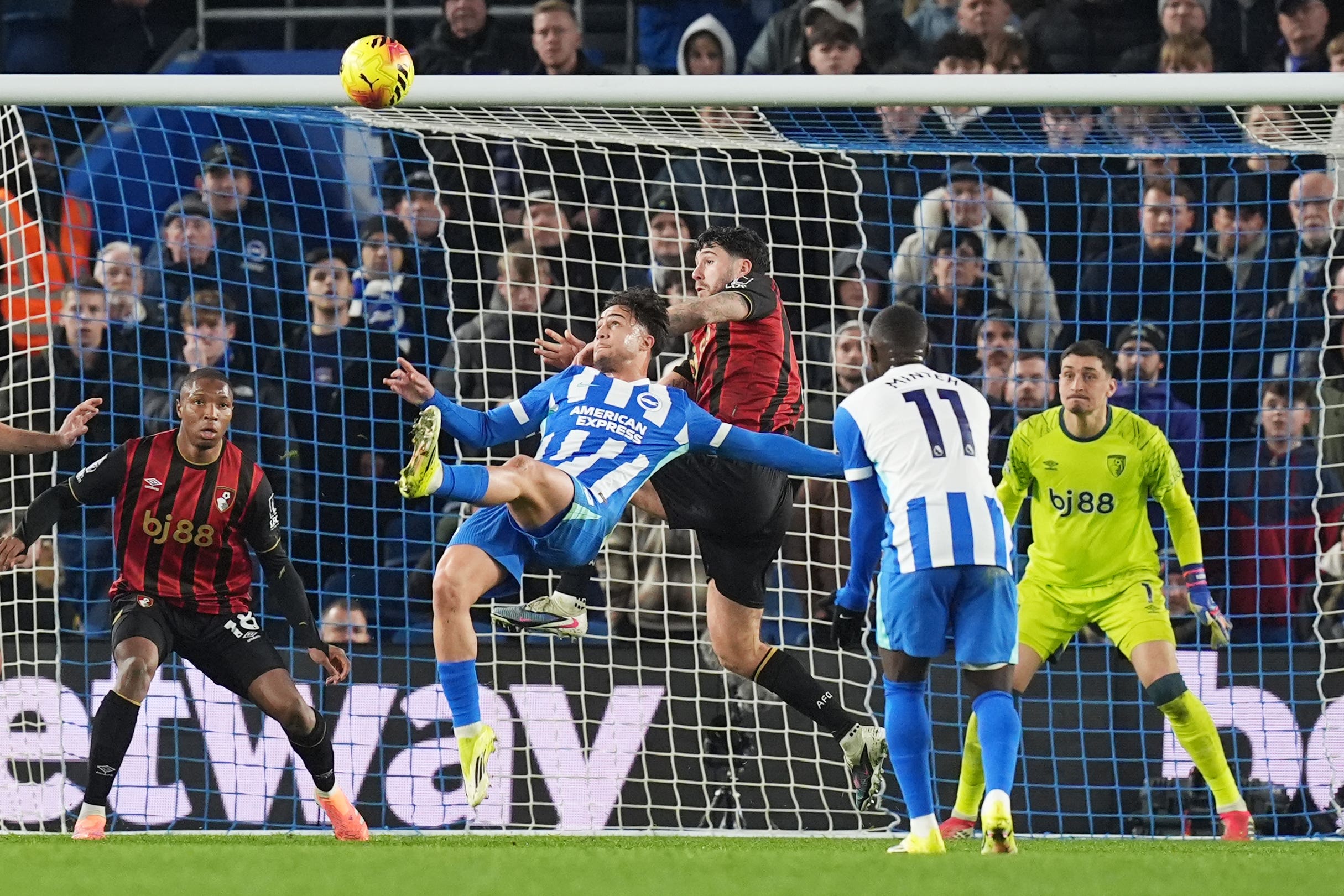 Charalampos Kostoulas scored a stunning late equaliser for Brighton (Gareth Fuller/PA).