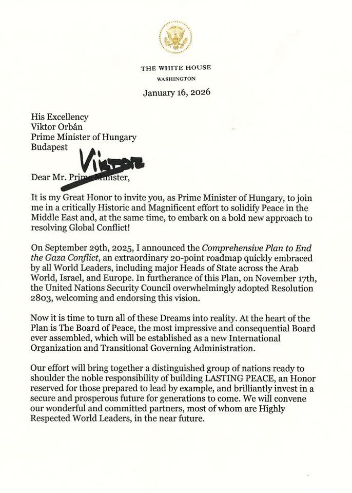 Page 1 of the invitation letter, posted online by both Orbán and Milei