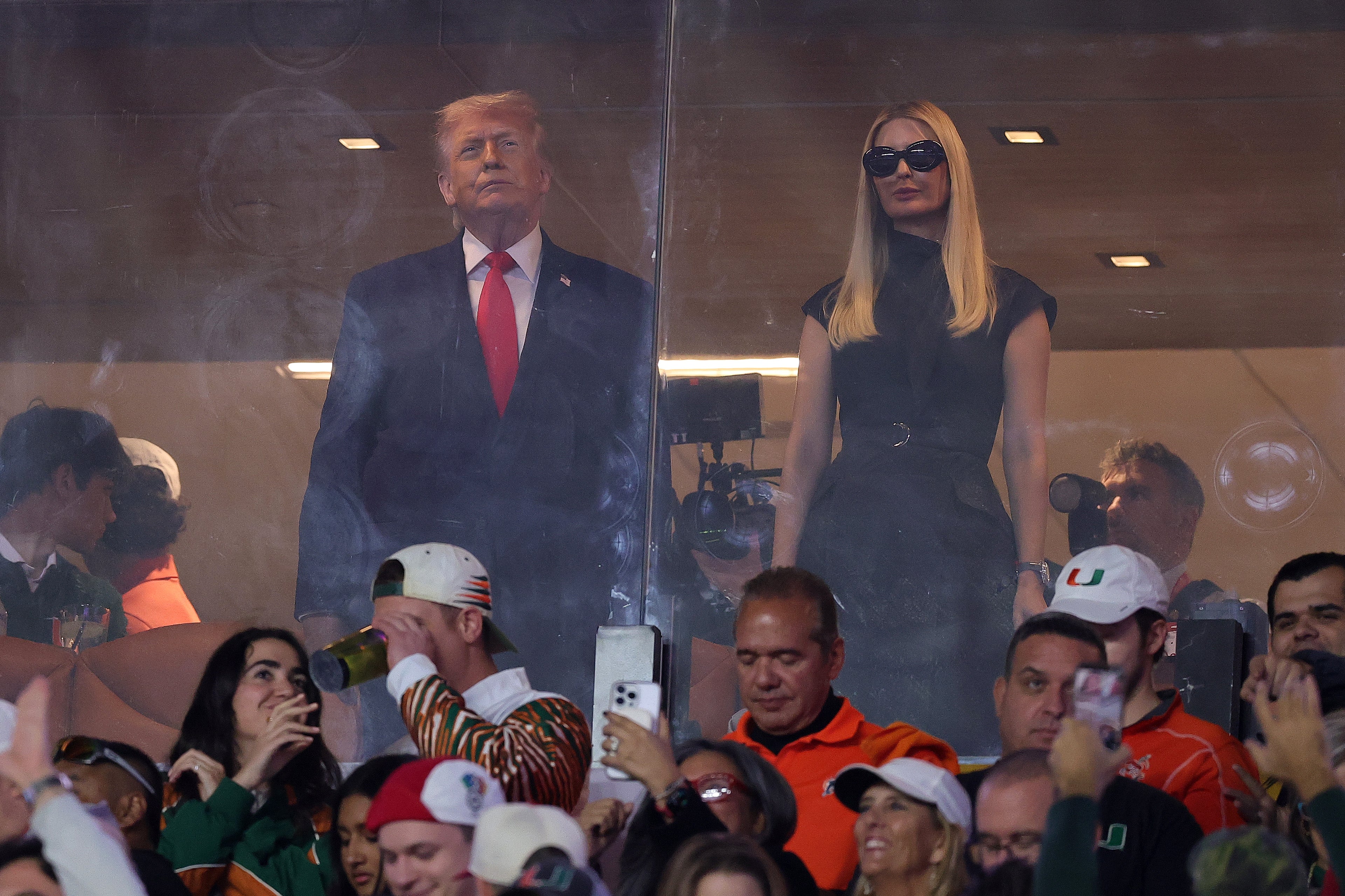 Ivanka Trump was wearing a black dress and dark glasses