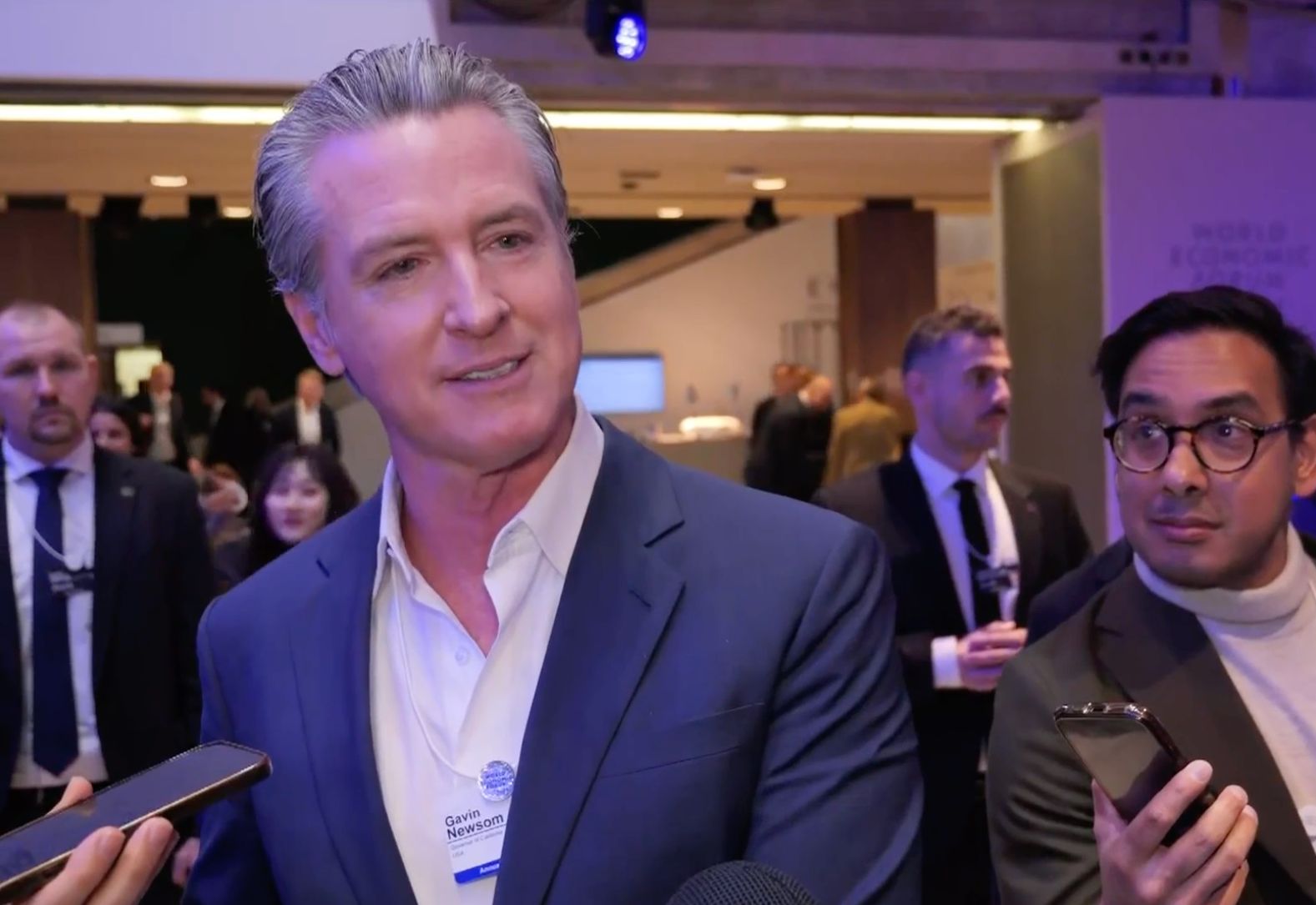 <p>Gavin Newsom has torn into world leaders for ‘rolling over’ for Donald Trump at this year’s World Economic Forum</p>