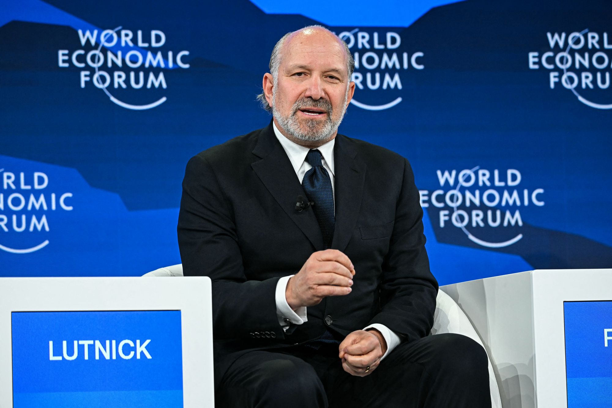 US Commerce Secretary Howard Lutnick speaks during the World Economic Forum (WEF) annual meeting in Davos.