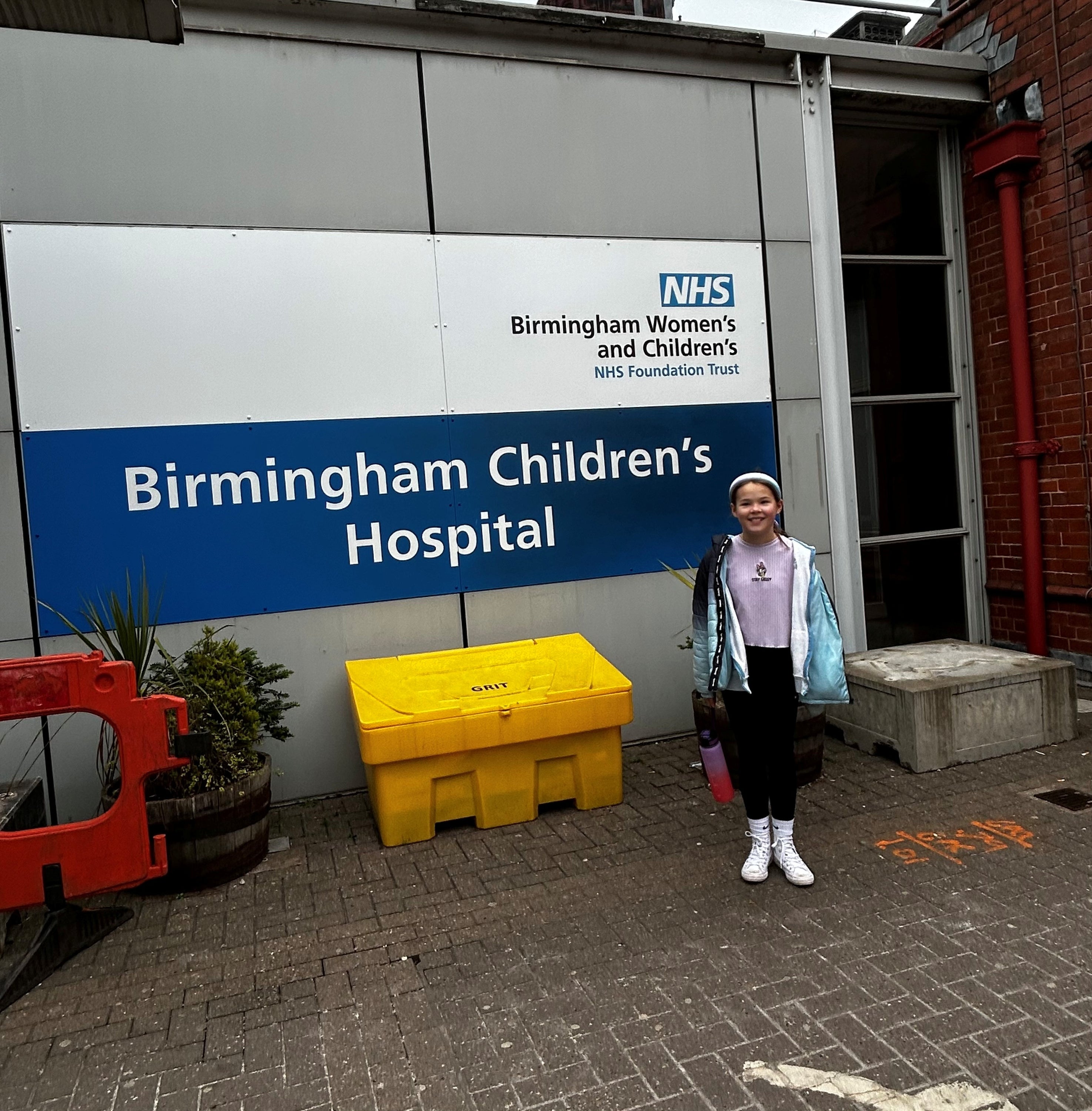 Imogen, 11, outside Birmingham Children’s Hospital. She is in the early stages of type 1 diabetes