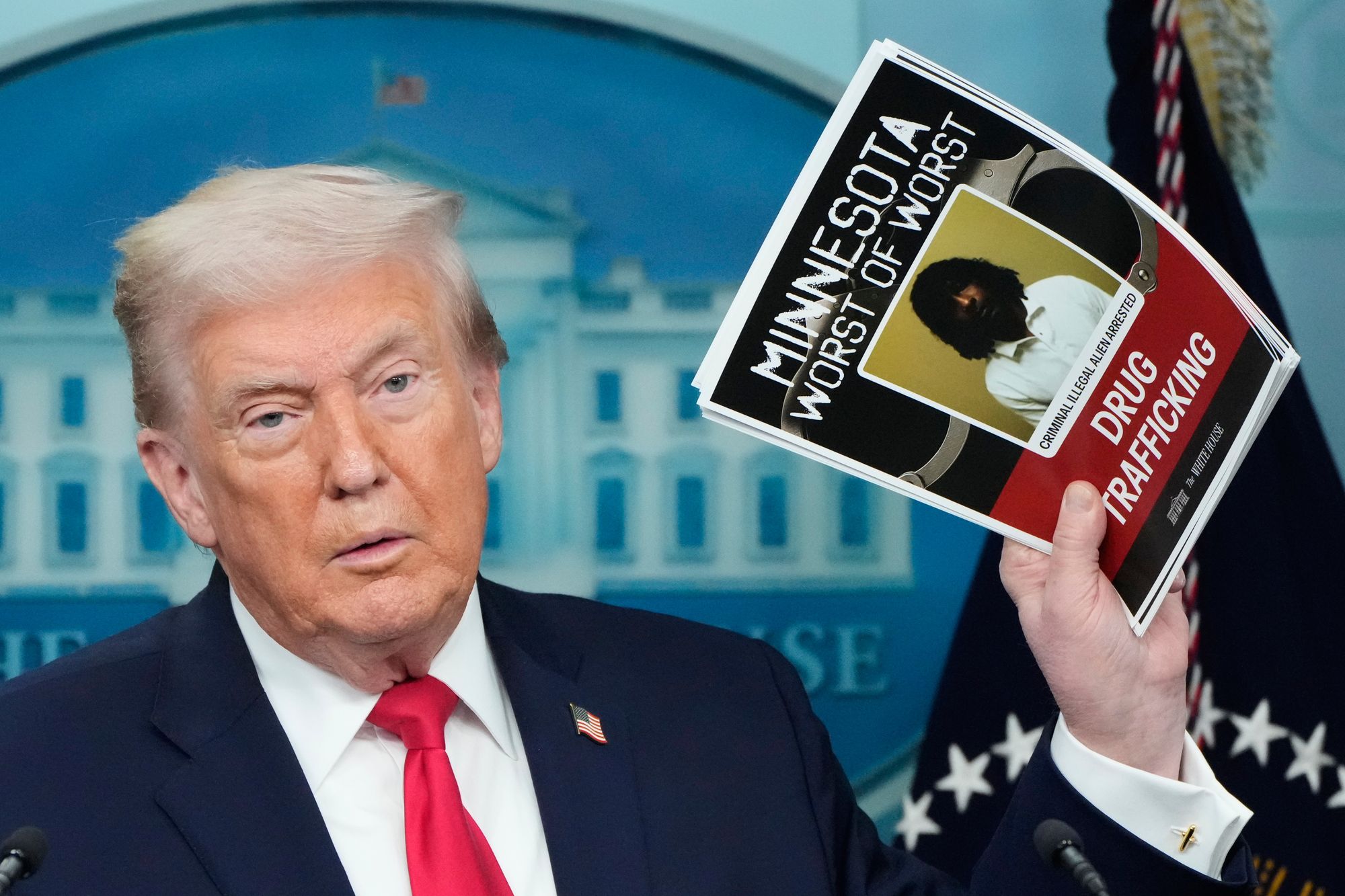 As he held up picture after picture, Trump would occasionally mutter, “Look — he killed somebody,” or, “Weapons. This one was very bad.”