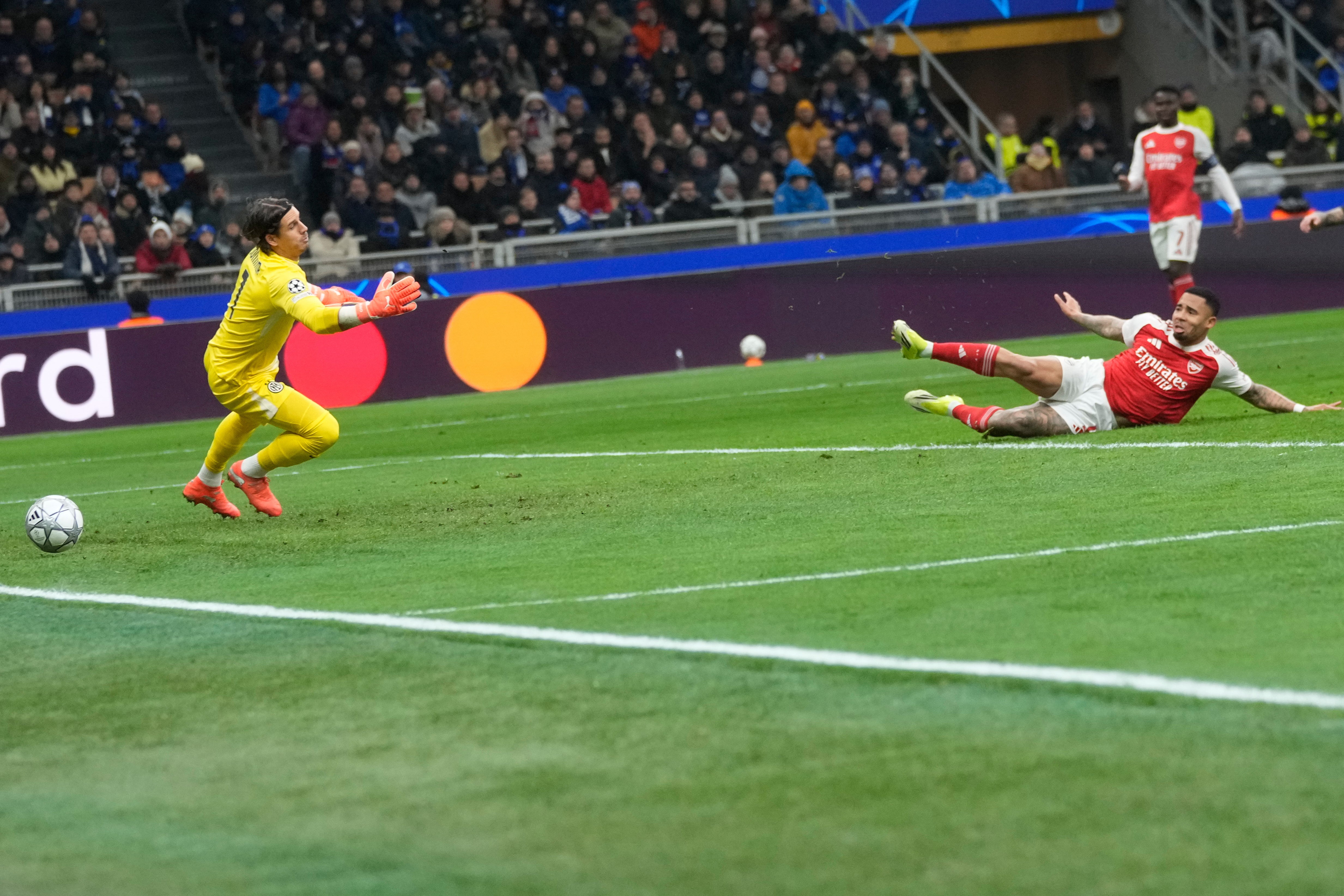 Jesus poached his first goal after a miscued shot from Jurrien Timber