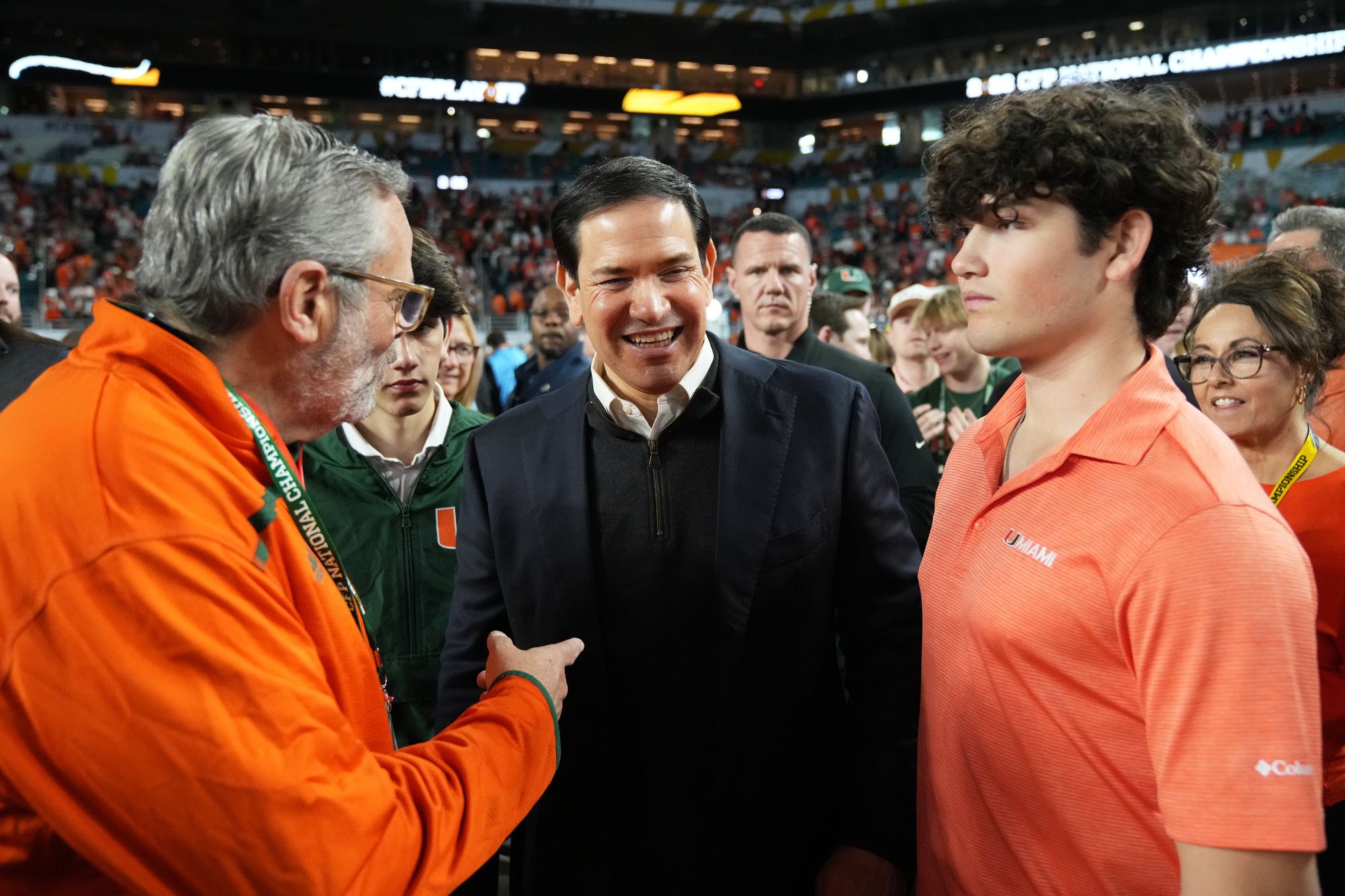 Secretary of State Marco Rubio, who graduated from the University of Miami School of Law, was accompanied by his son Anthony, who plays for the University of Florida Gators