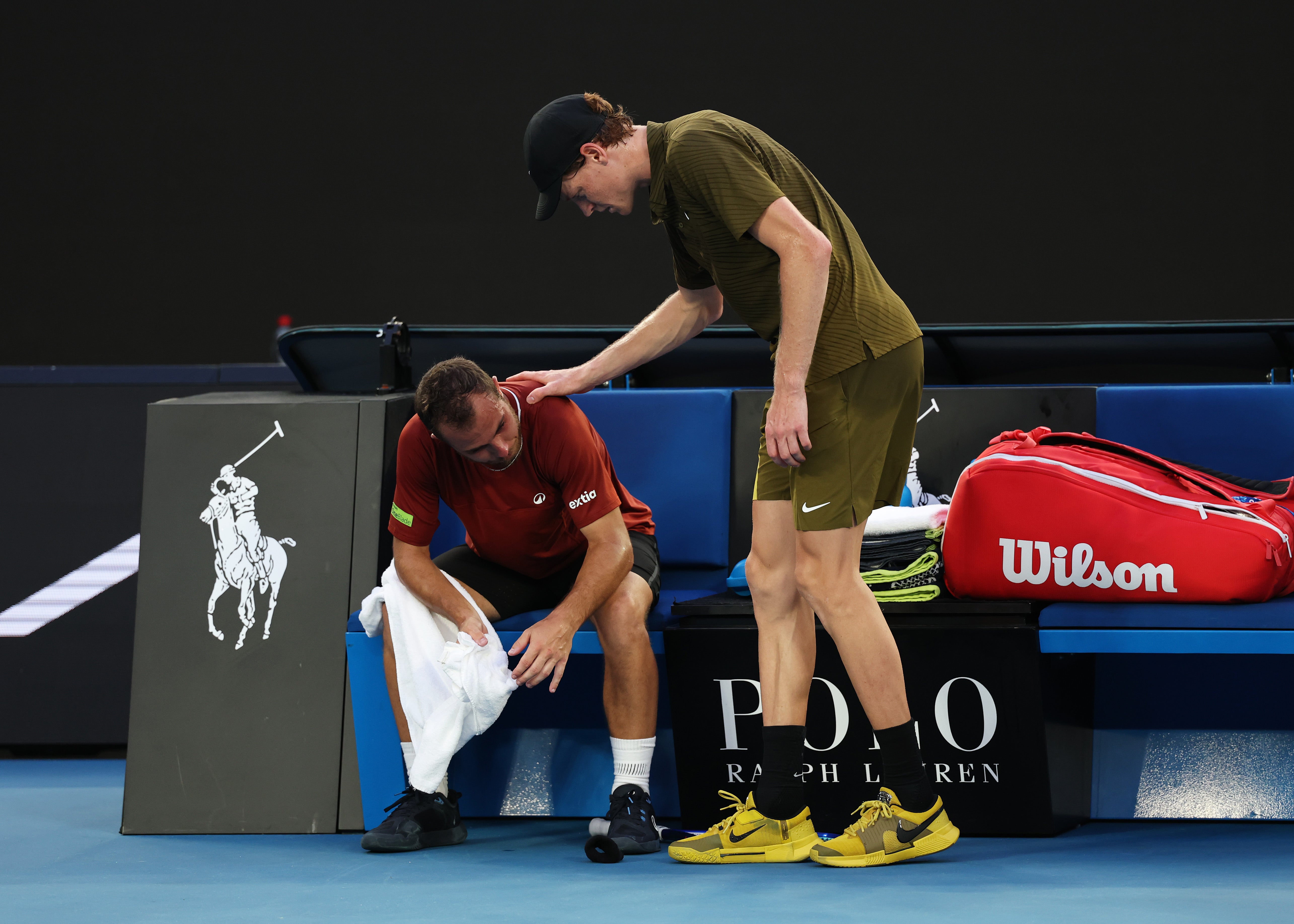 Sinner consoles Gaston after his mid-match retirement