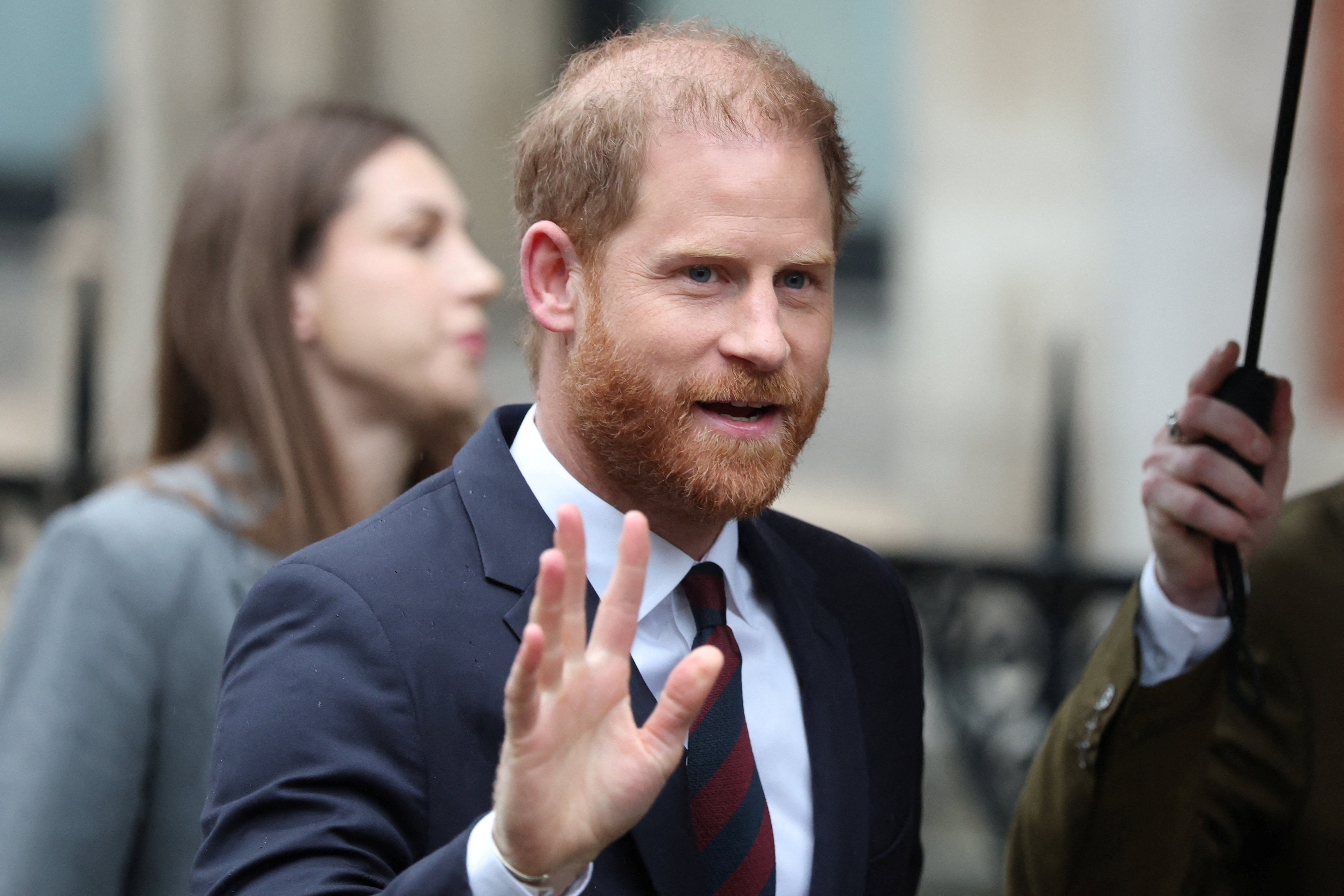 Prince Harry pictured in court ahead of giving evidence on Wednesday