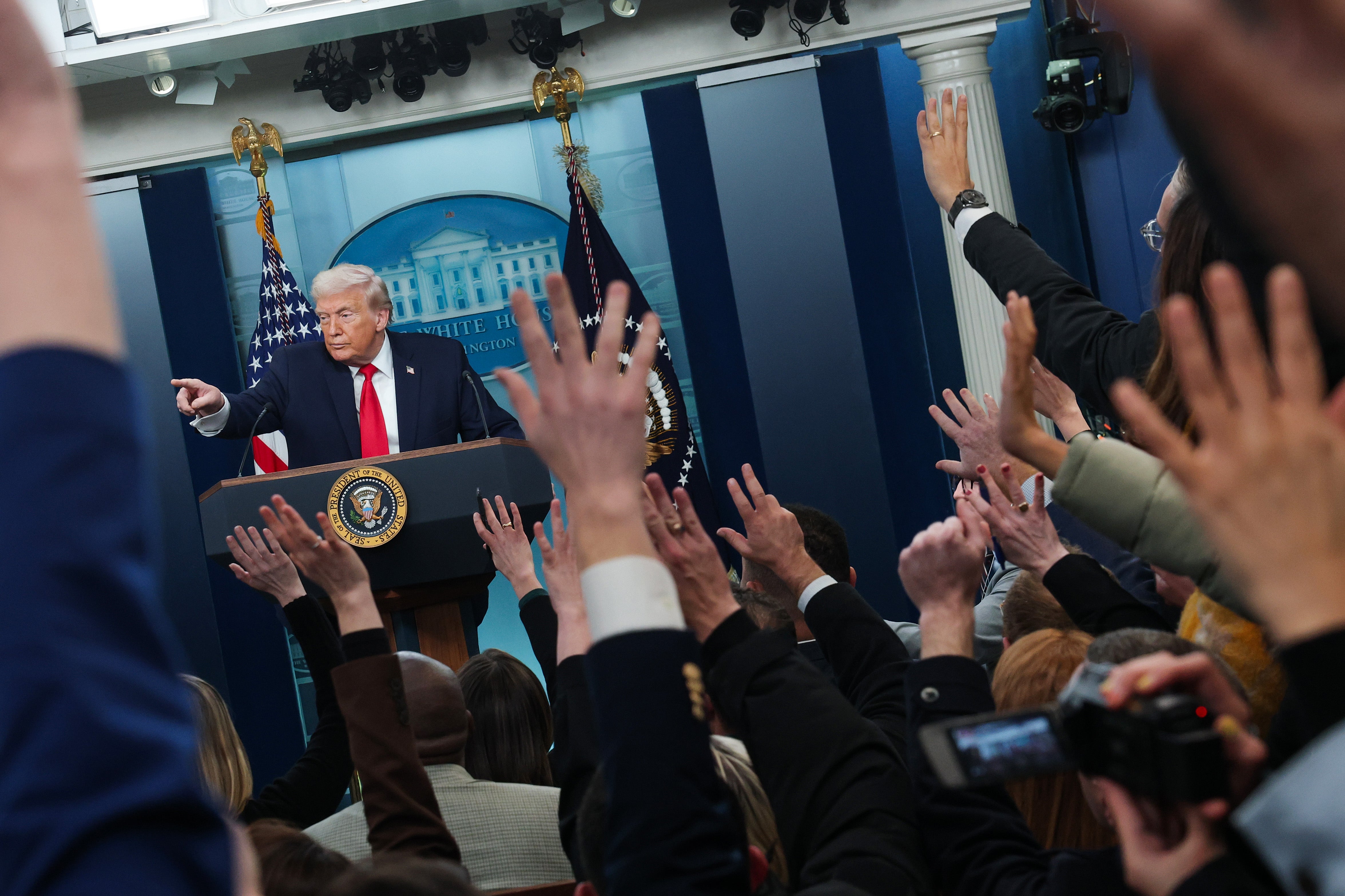 During a press conference on Tuesday, Trump frequently veered off script. At one point, he delivered a lengthy anecdote about insane asylums