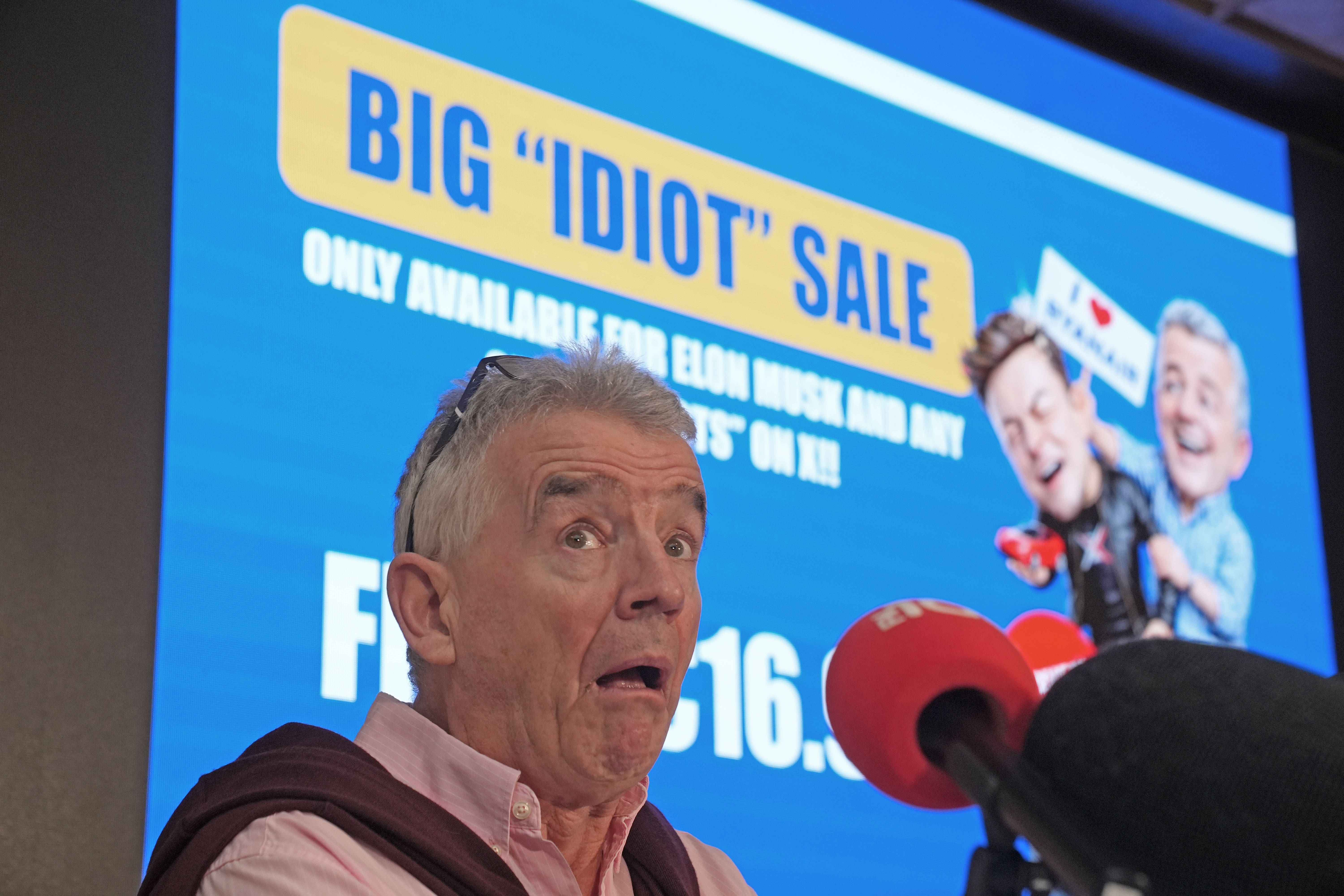 Michael O’Leary has become involved in a spat with X owner Musk (Brian Lawless/PA)
